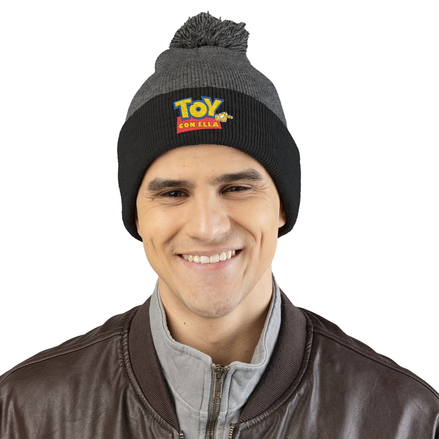 Toy Story Embroidered Pom-Pom Knit Cap Humor Cuffed Beanie – Warm, Soft & Sassy Winter Hat
