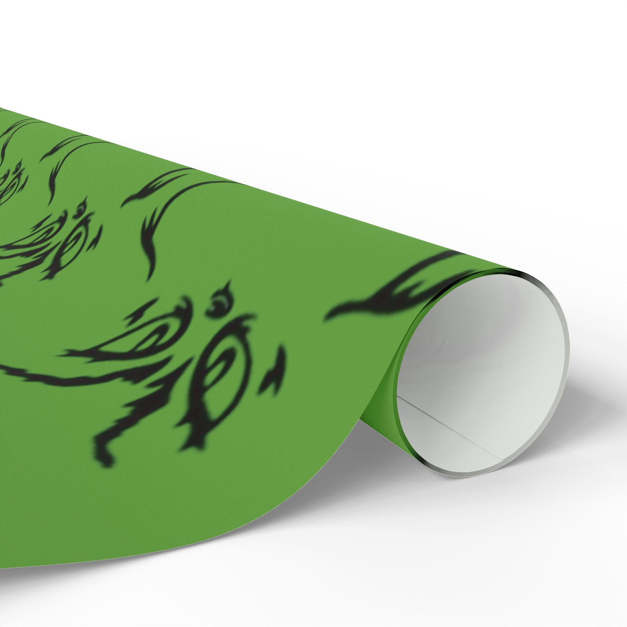 The Grench Wrapping Paper Roll  Green Tribal Swirl Gift Wrap (Holiday & Birthday)