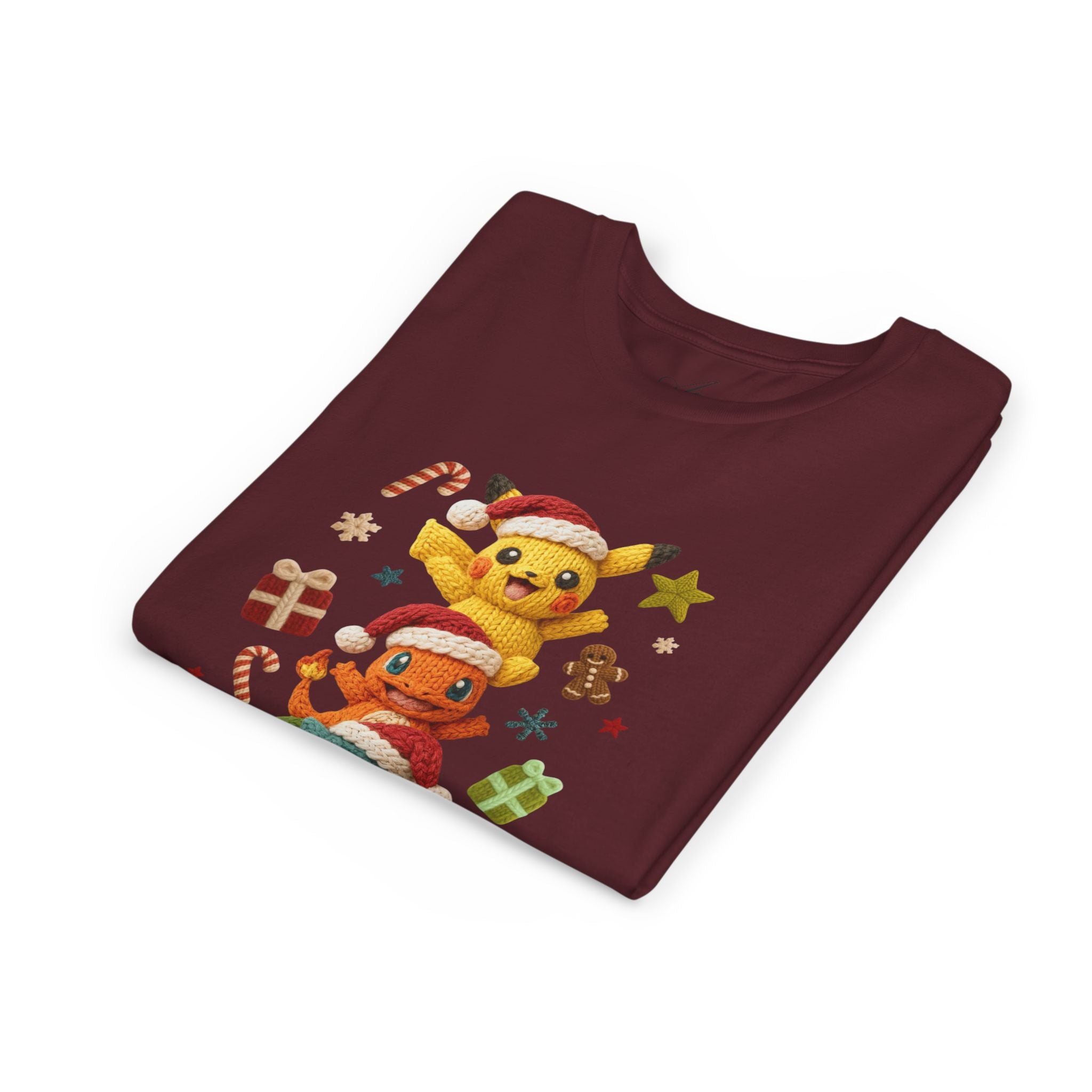 Kids Holiday Tee  Cute Stacked cartoon Characters Christmas Design