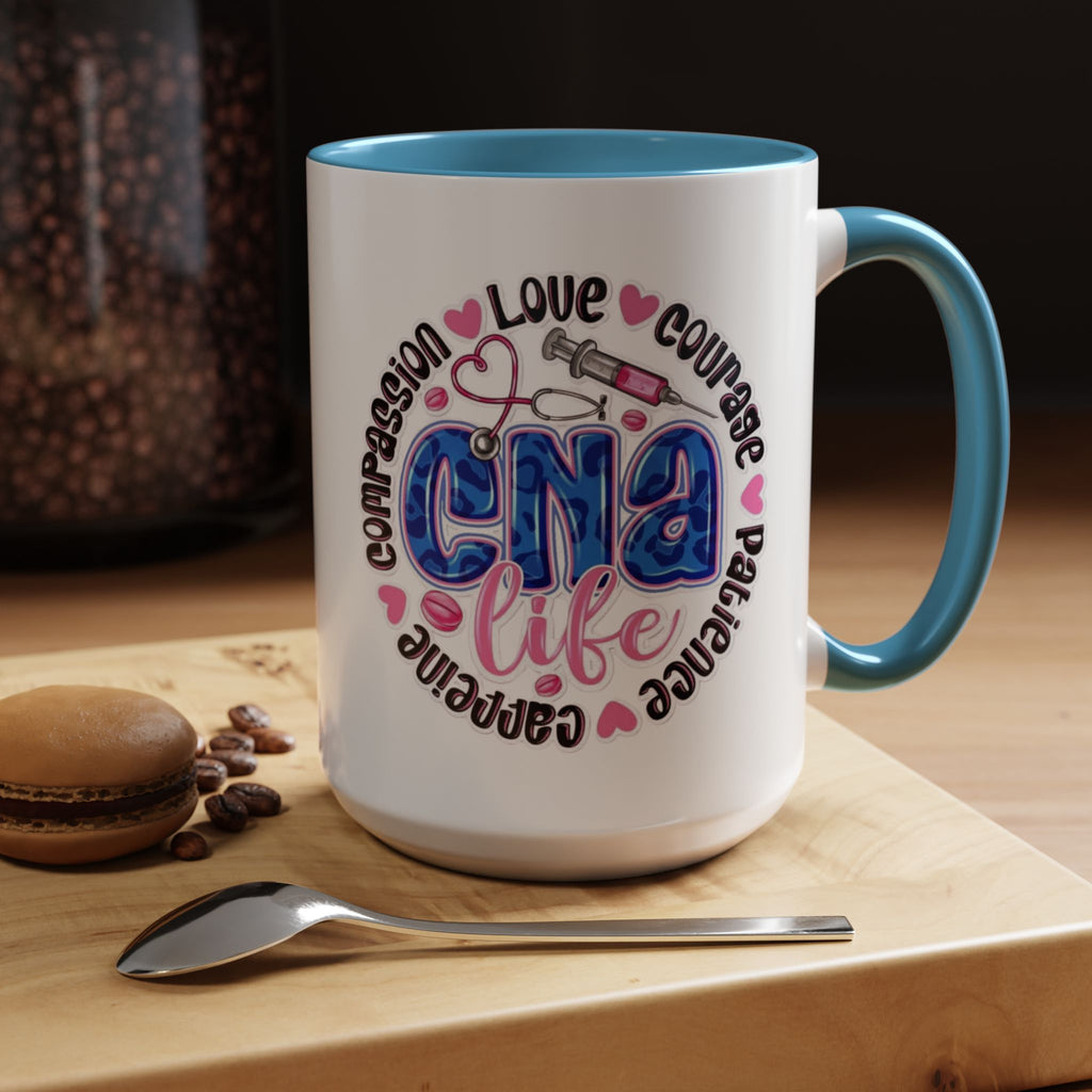 CNA Life Coffee Mug — Compassion, Courage & Patience Accent Mug (11/15oz) Medical Christmas Mug