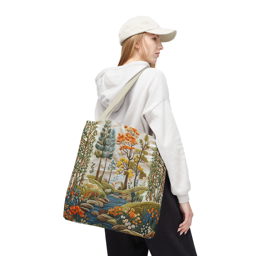 Scenic Meadow Tote Crochet-Decorated Tote Bags