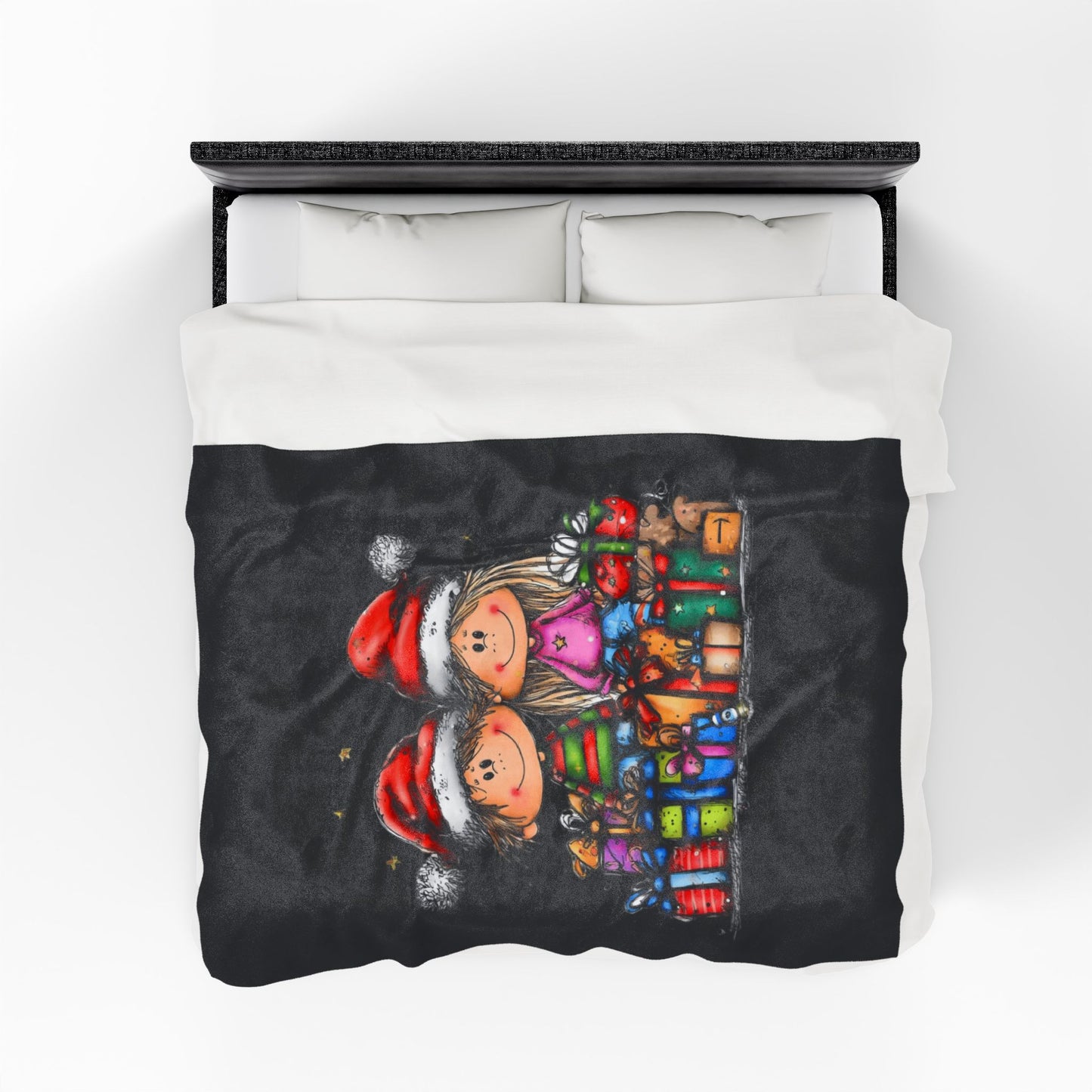 Christmas Kids & Gifts Velveteen Plush Blanket