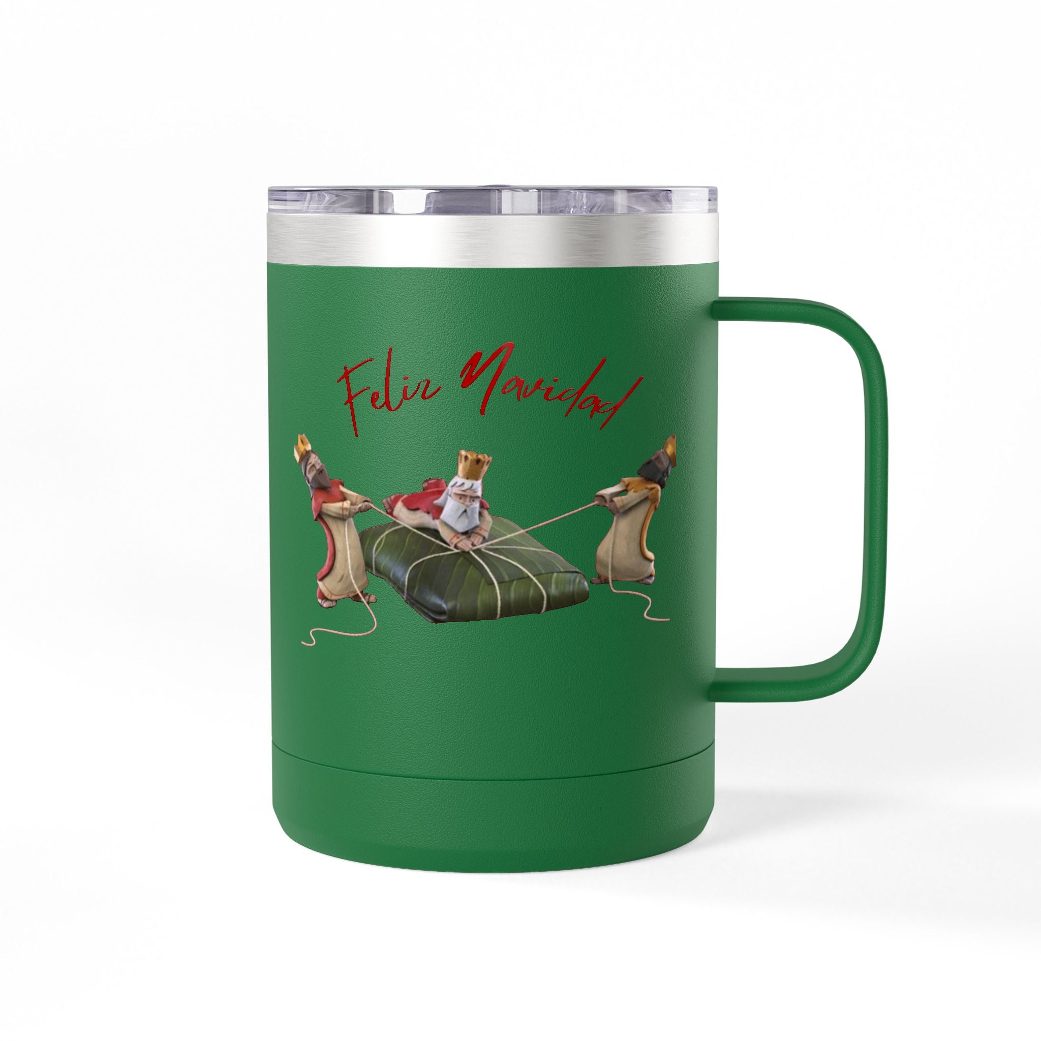3 KINGS Holiday Travel Tumbler — 'Feliz Navidad' Dachshund Santa Design Coffee Cup for Fun Celebrations