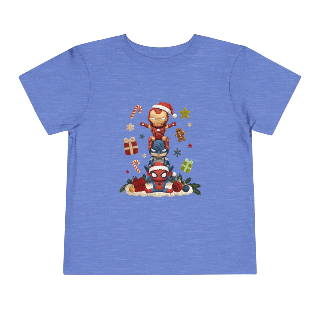 Toddler Tee  Cute Stacked Superhero Christmas Pile christmas kids collection