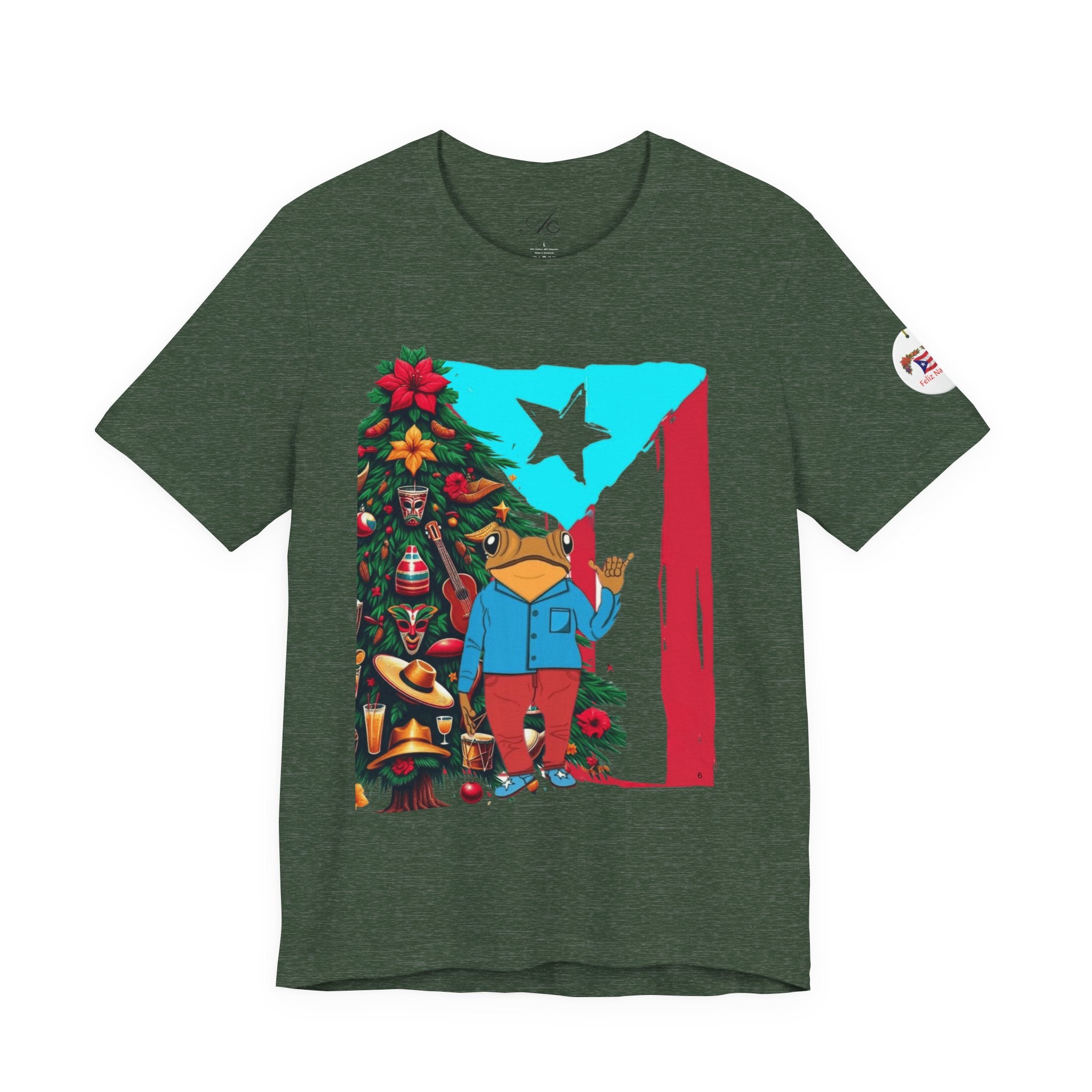 Puerto Rico Holiday T-Shirt  Coquí by Christmas Tree Graphic Puerto Rico’s Navidades