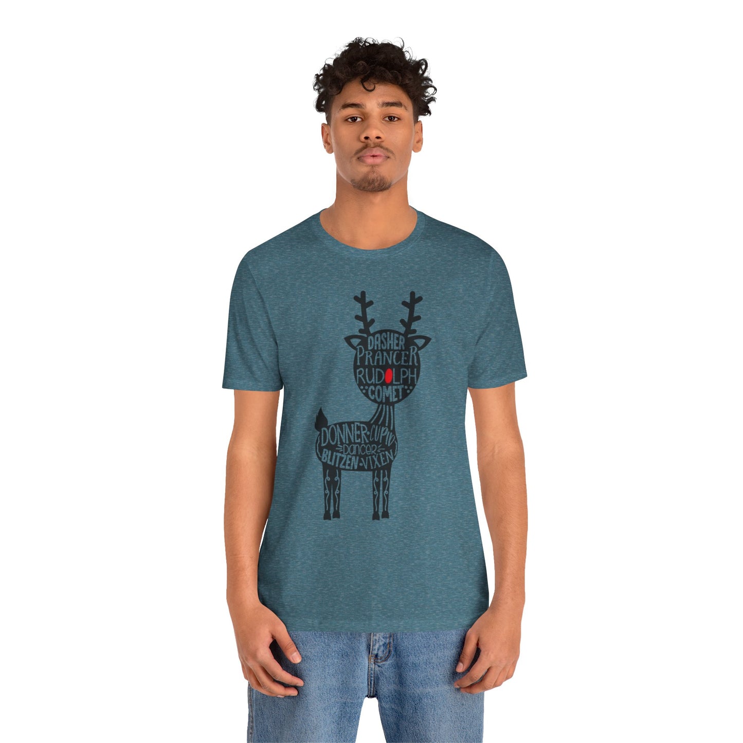 Christmas Reindeer Graphic Tee - Unisex Jersey Short Sleeve Shirt