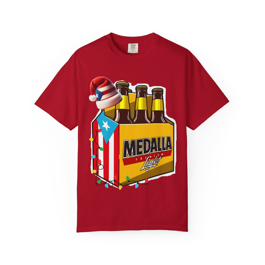 Medalla Light Beer T-Shirt  Navidad Boricua Holiday Tee Puerto Rico’s Navidades