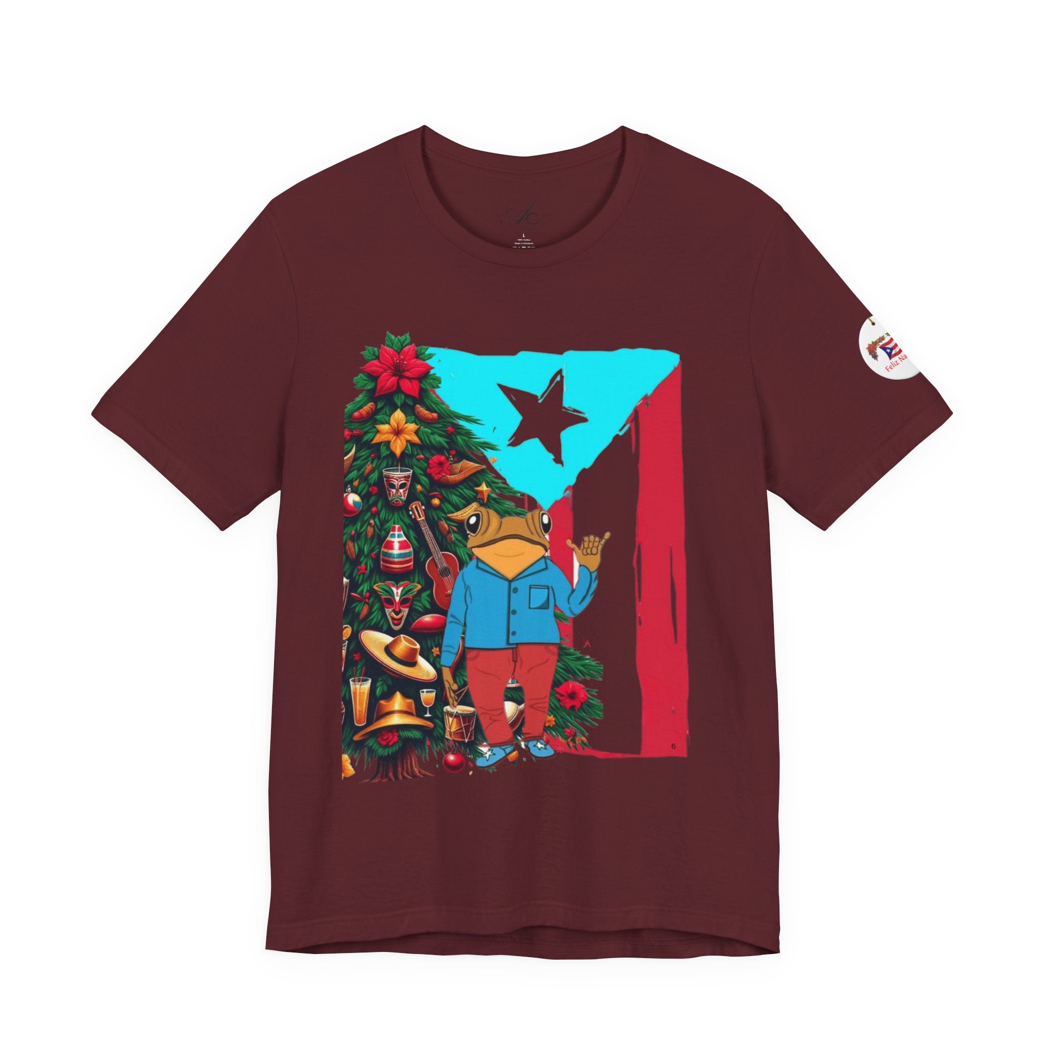 Puerto Rico Holiday T-Shirt  Coquí by Christmas Tree Graphic Puerto Rico’s Navidades
