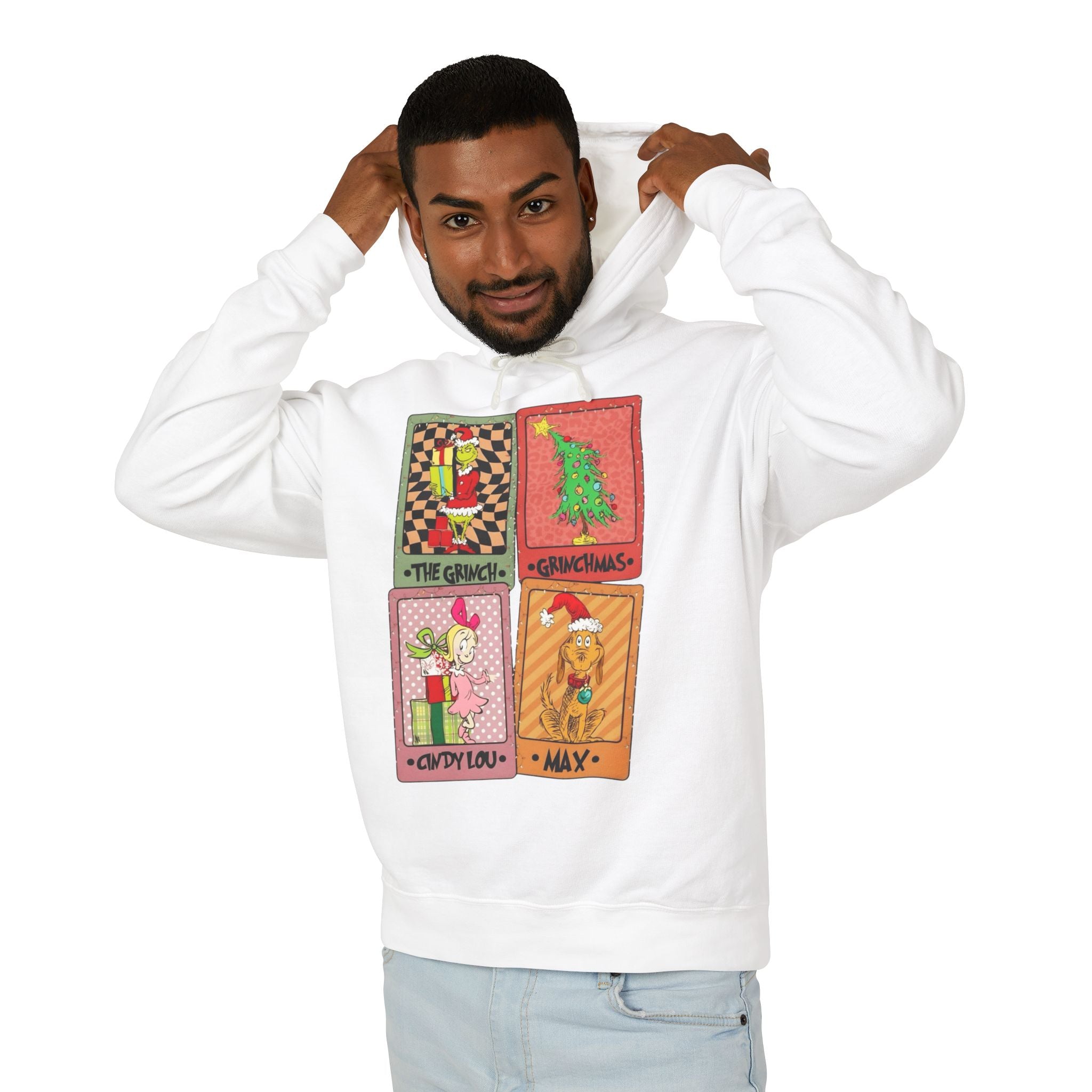 Grinchy Holiday Hoodie  'The Grinch' Christmas Cards Vintage Patch Pullover Cartoon Christmas T-shirts and Sweaters