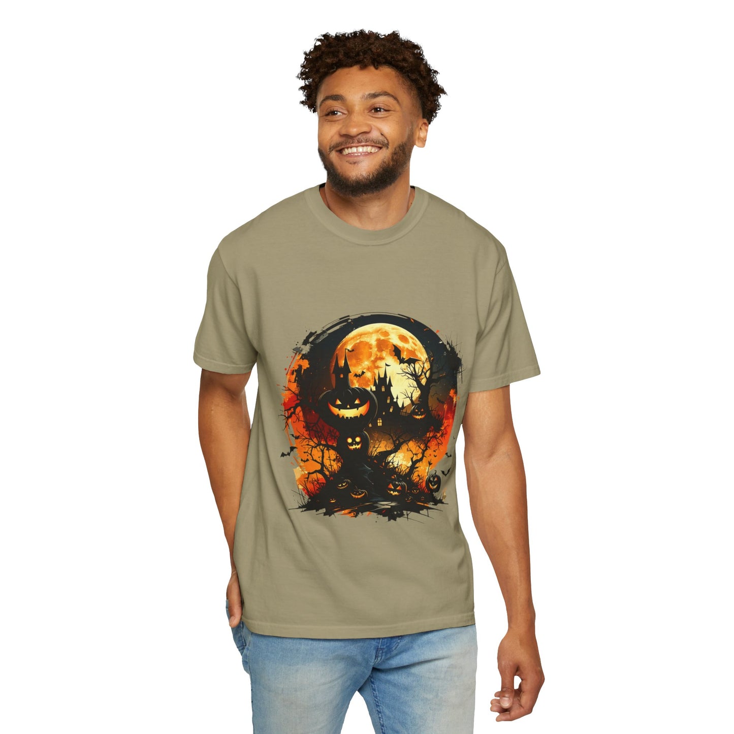 Halloween Moon Graphic T-shirt, Unisex Spooky Shirt, Fall Outfit, October Fest Tee, Halloween Party Wear, Trick or Treat T-shirt