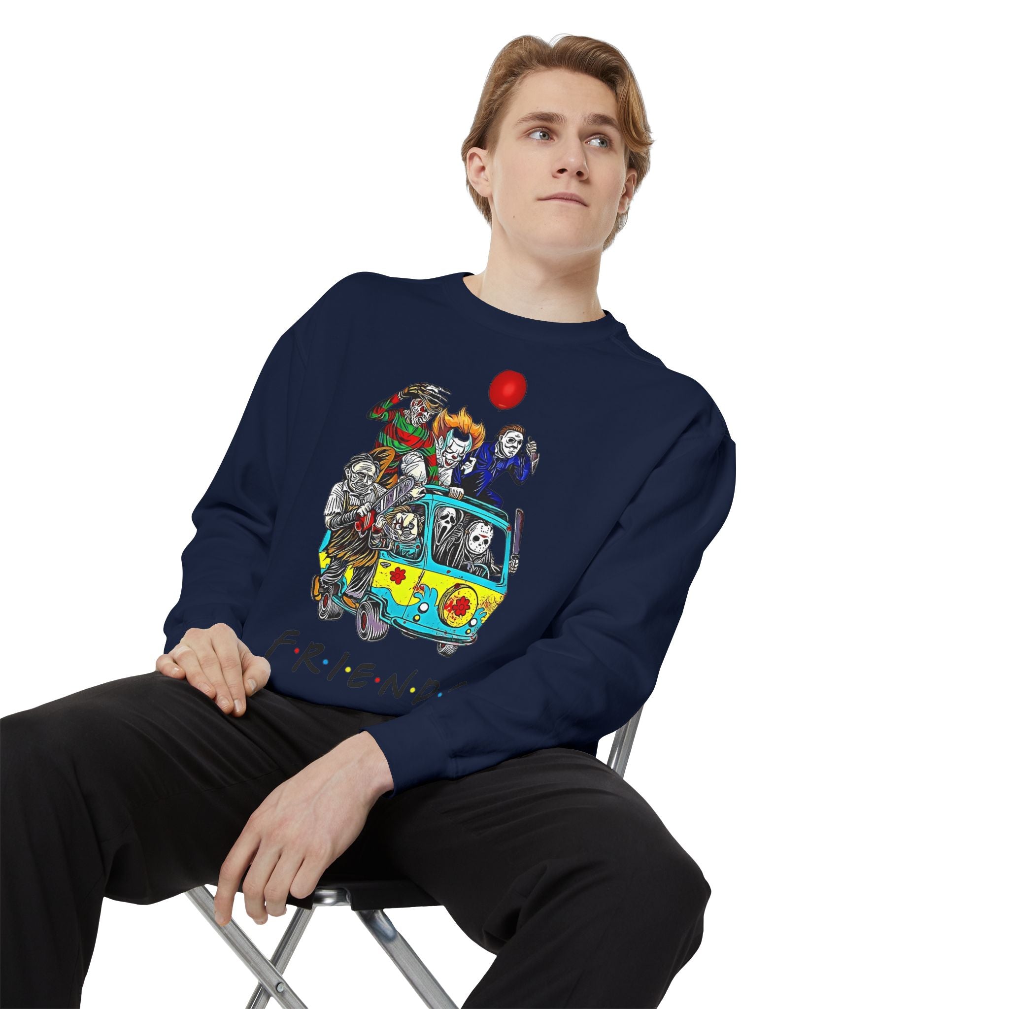 Friends-Inspired Unisex Garment-Dyed Sweatshirt, Cozy Casual Wear, Unique Graphic Sweatshirt, Perfect Gift, Everyday Style