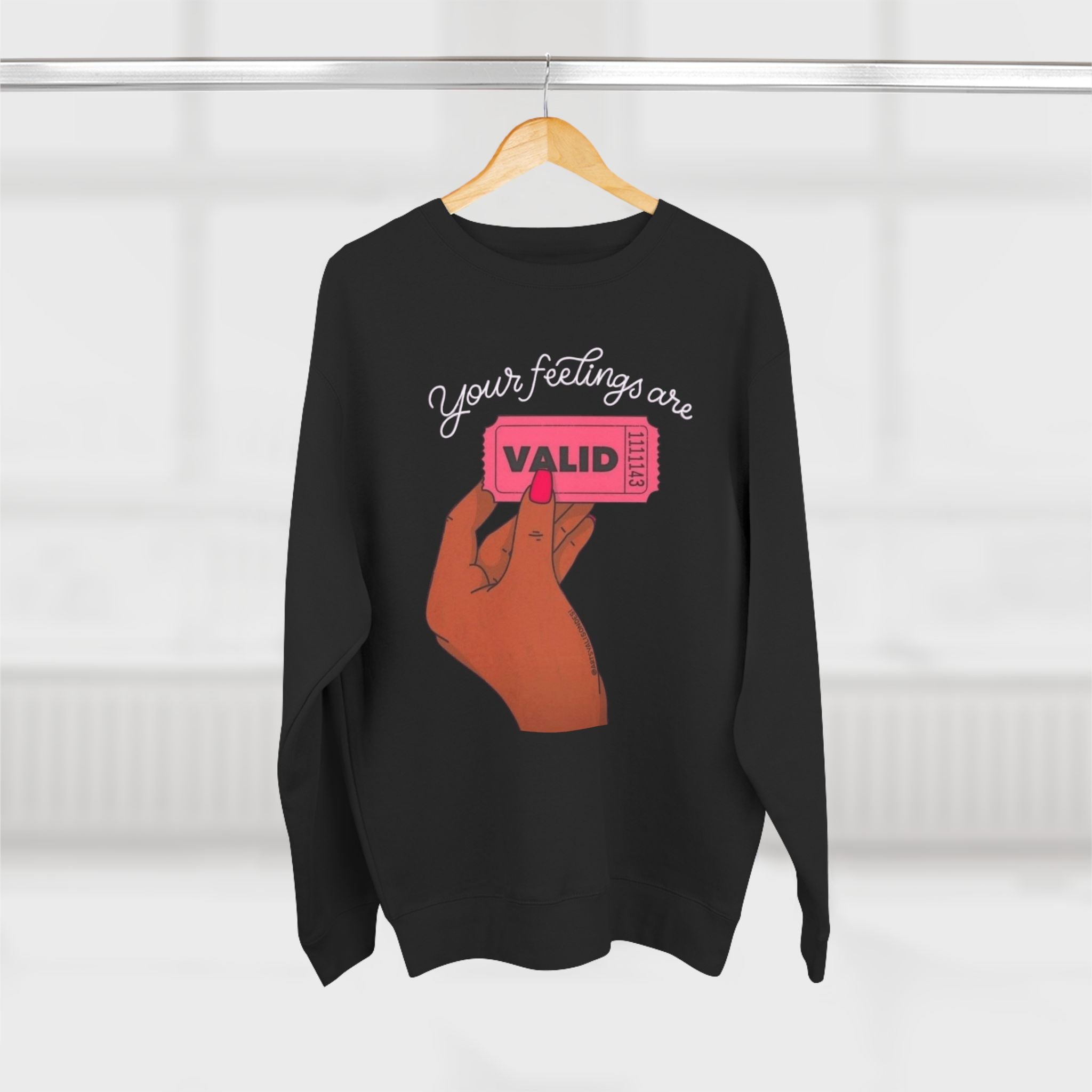 Valid Ticket Crewneck Sweatshirt  Empowerment Graphic Pullover Valentine’s Day sweaters
