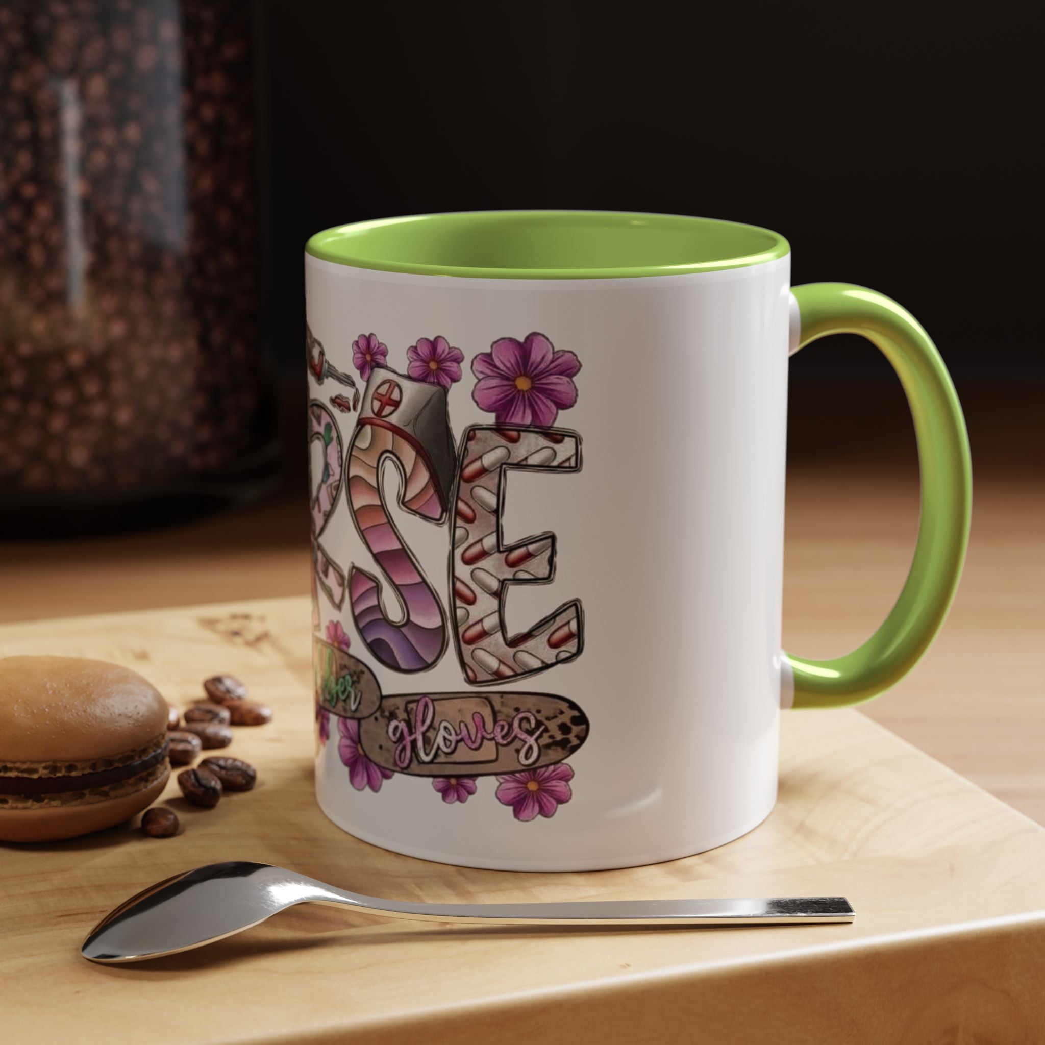 Nurse Love Coffee Mug  Cute Floral Medical Stethoscope & Syringe Design (11/15oz) Medical Christmas Mug
