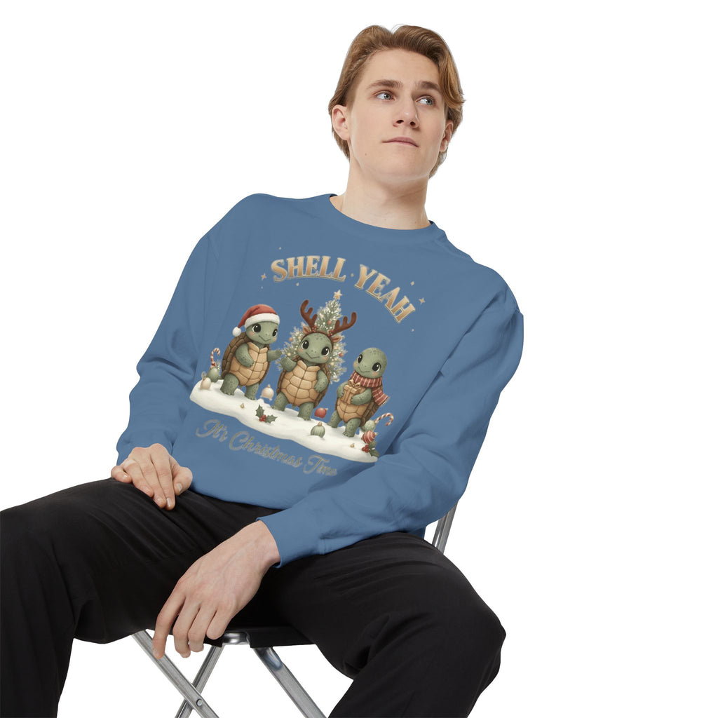 Christmas Turtle Sweatshirt  "Shell Yeah, It’s Christmas Time" Holiday Pullover