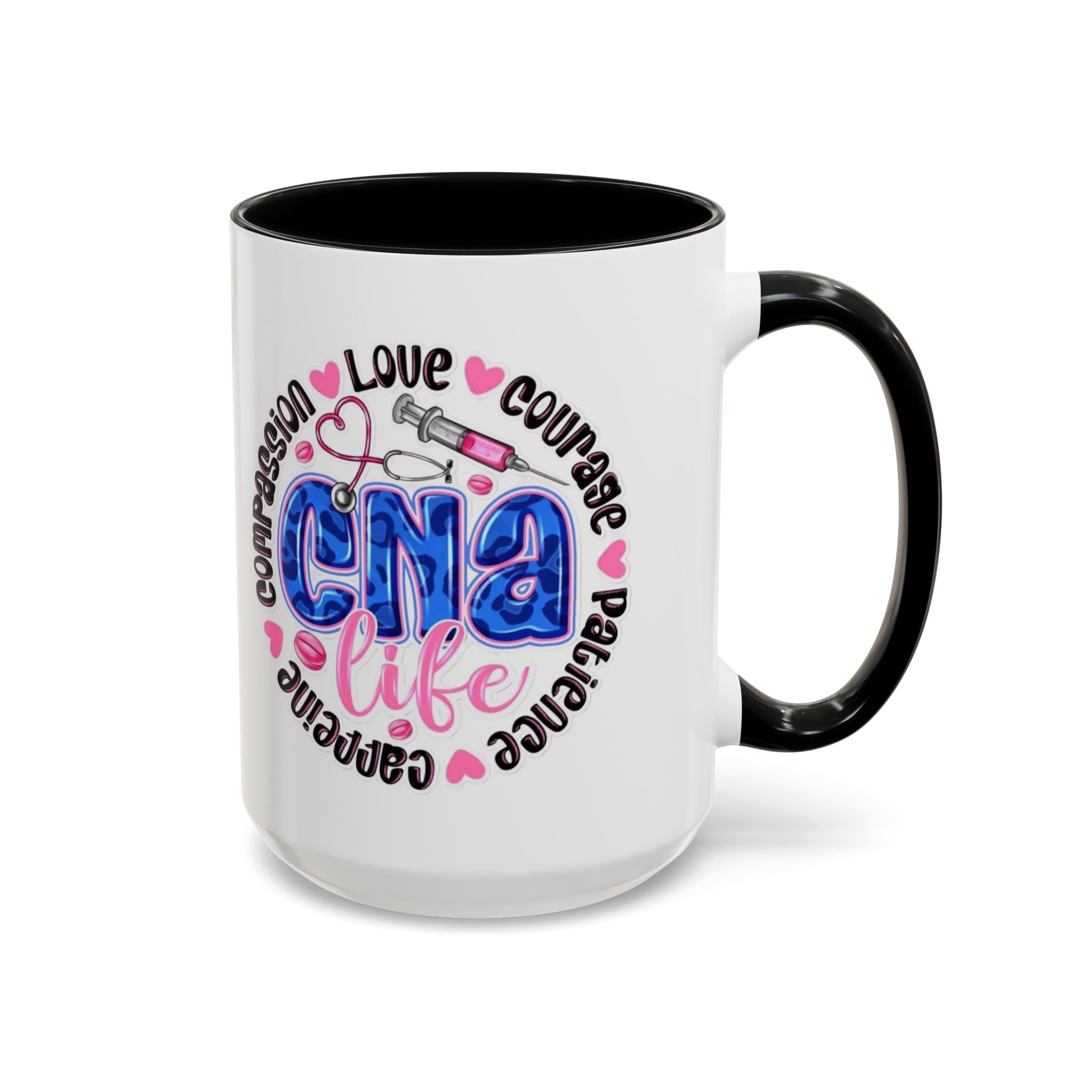 CNA Life Coffee Mug — Compassion, Courage & Patience Accent Mug (11/15oz) Medical Christmas Mug