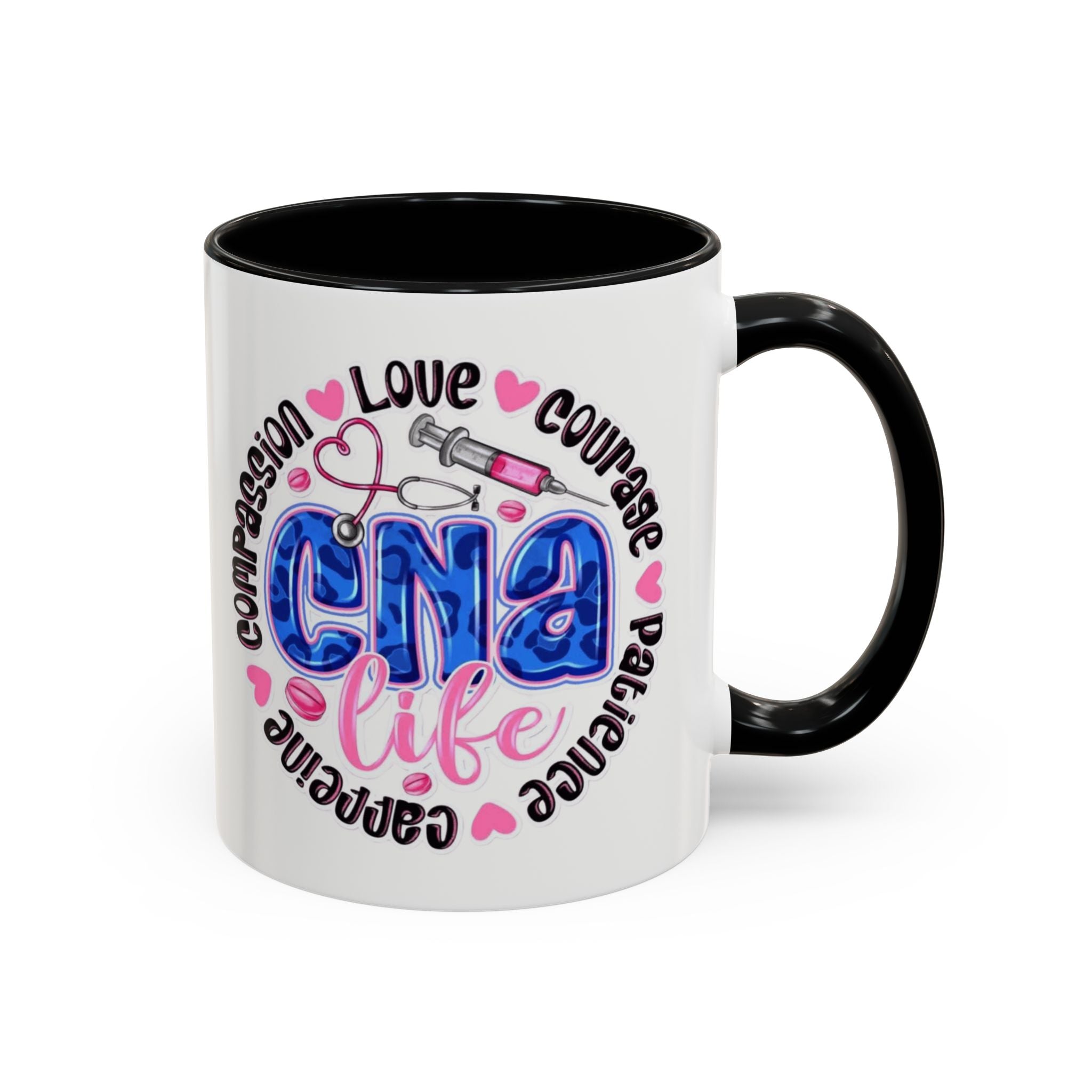 CNA Life Coffee Mug — Compassion, Courage & Patience Accent Mug (11/15oz) Medical Christmas Mug