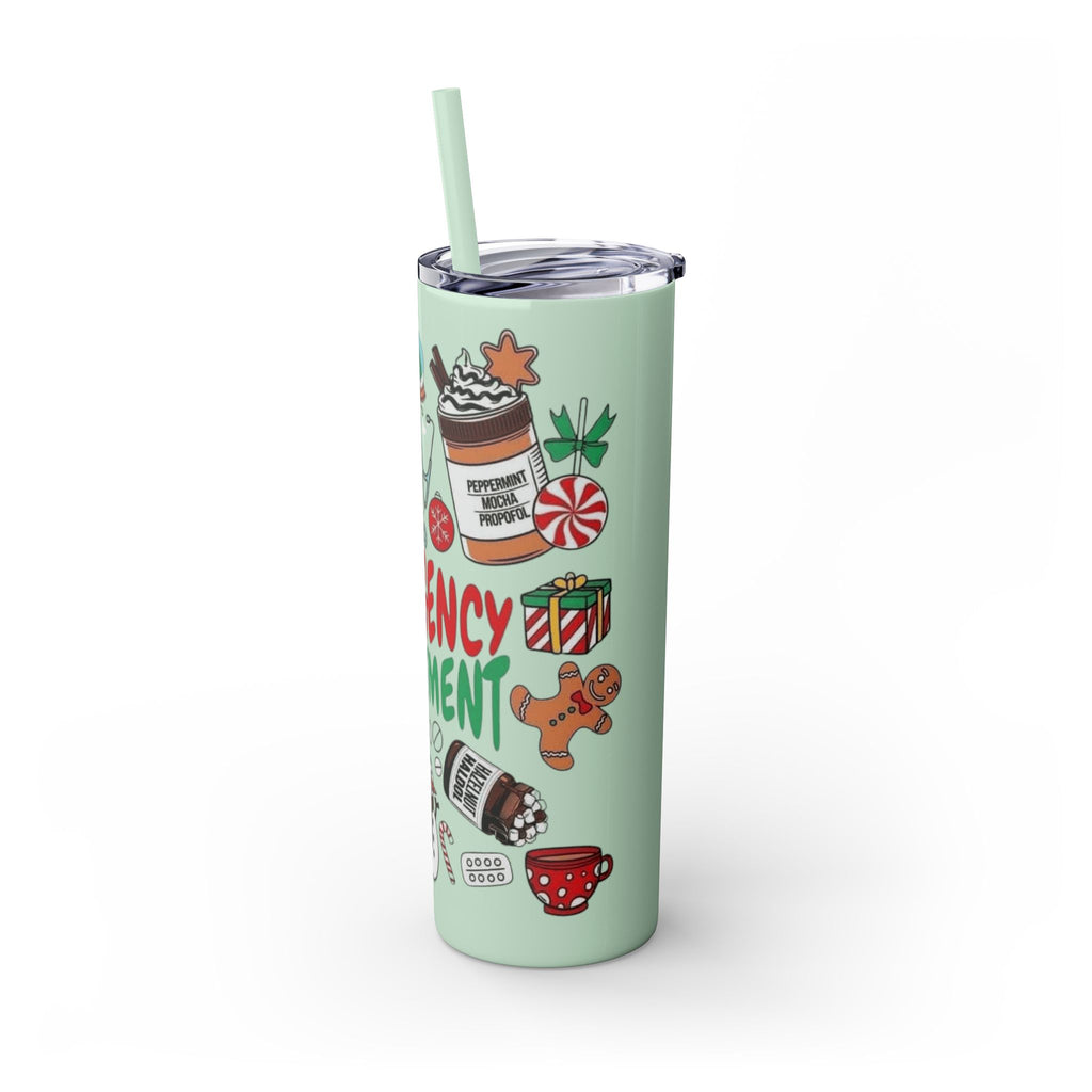 Emergency Department Nurse Christmas Skinny Tumbler - 20oz Holiday Medical Travel Cup with Straw Medical Christmas Mug