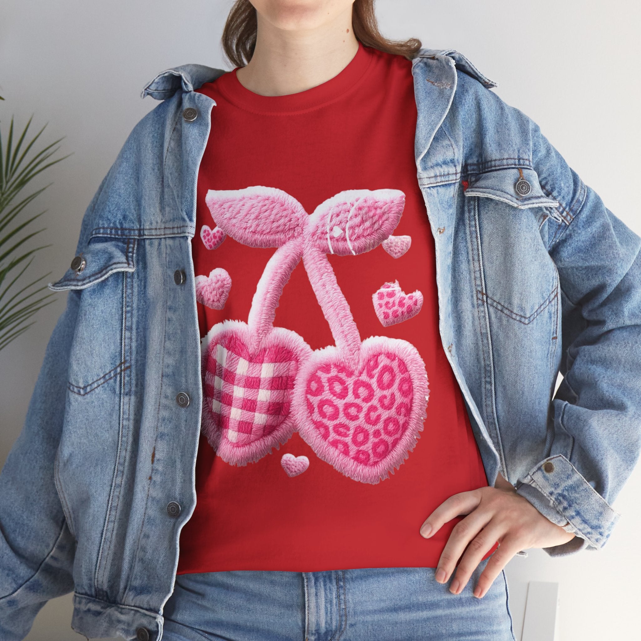Pink Heart Cherries Tee  LOVE Graphic Valentine T-Shirt