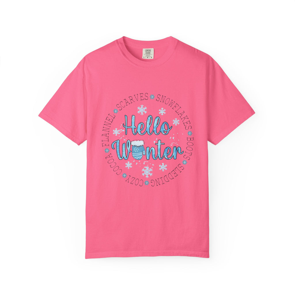 Hello Winter T‑Shirt  Cozy Snowflake Holiday Tee Christmas T-Shirts and Sweatshirts Collection
