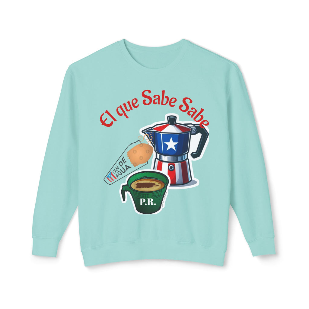 Crewneck Sweatshirt — "El que Sabe Sabe" Puerto Rico Coffee Design