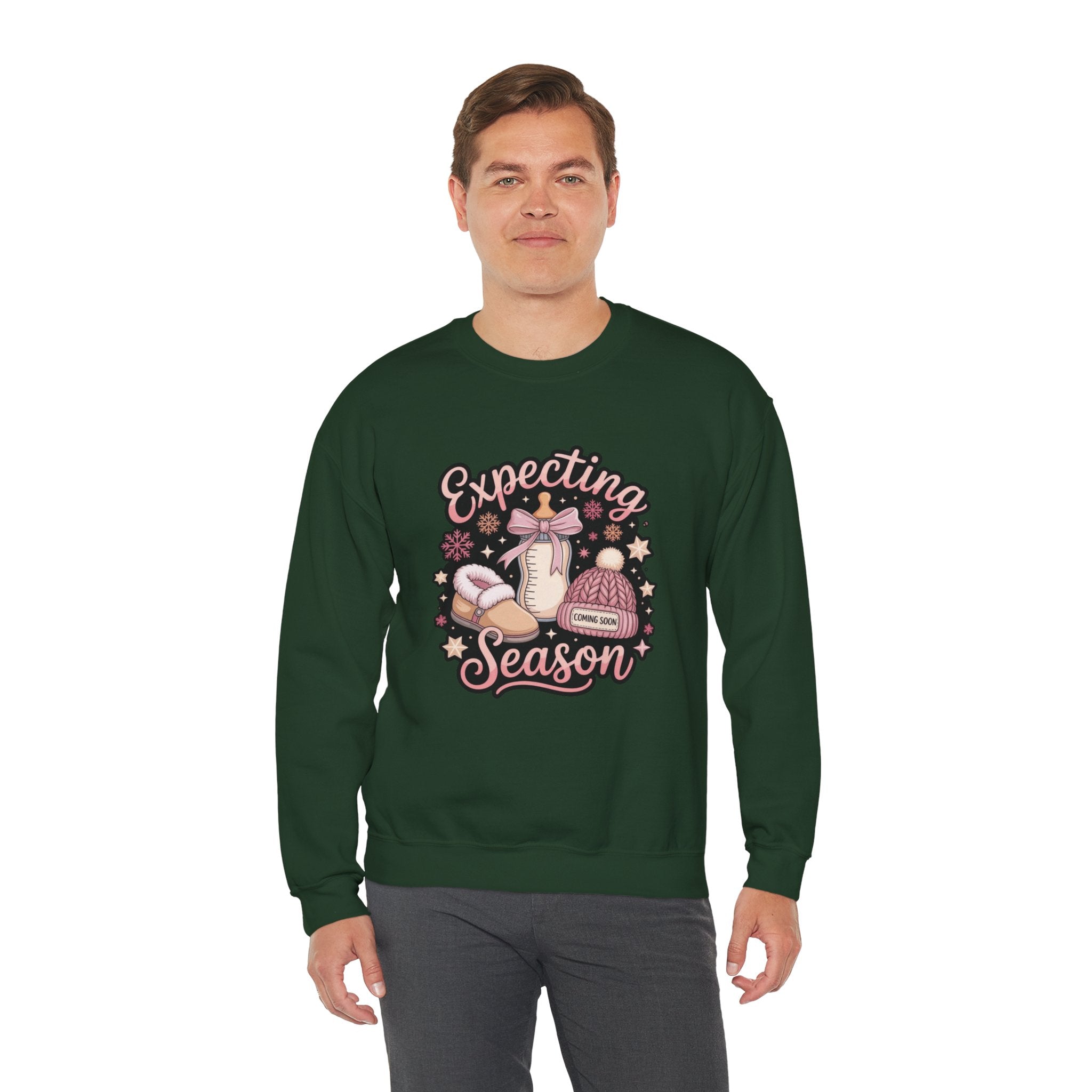 Expecting Season Sweatshirt  Cute Pregnancy Announcement Pullover Cartoon Christmas T-shirts and Sweaters