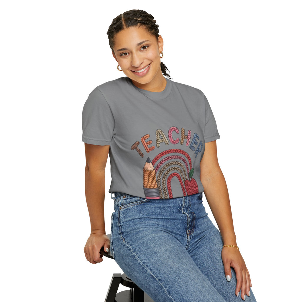 Teacher Rainbow Pencil & Apple T-Shirt — Back-to-School Gift for Educators