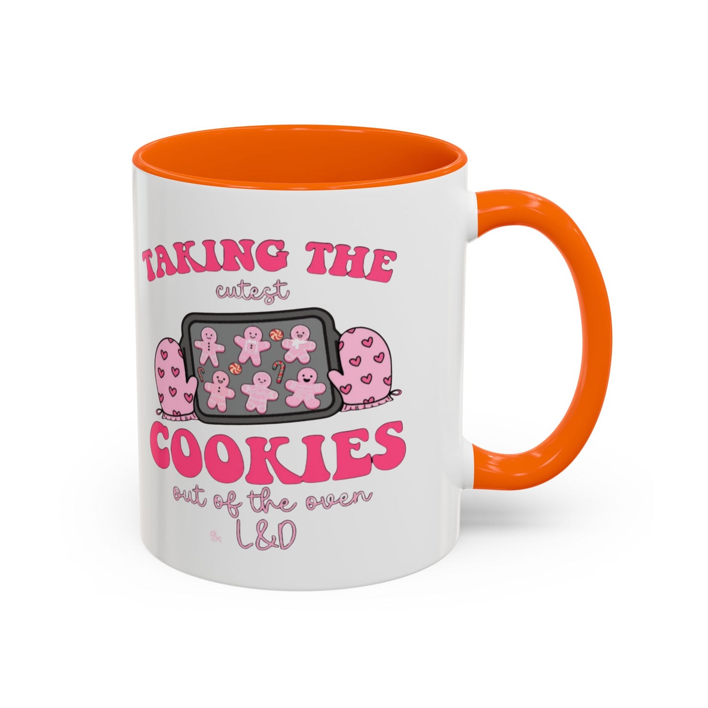 Accent Coffee Mug — "Taking the Cookies" Cute Pink Baking Design Coffee Cup for Fun Celebrations
