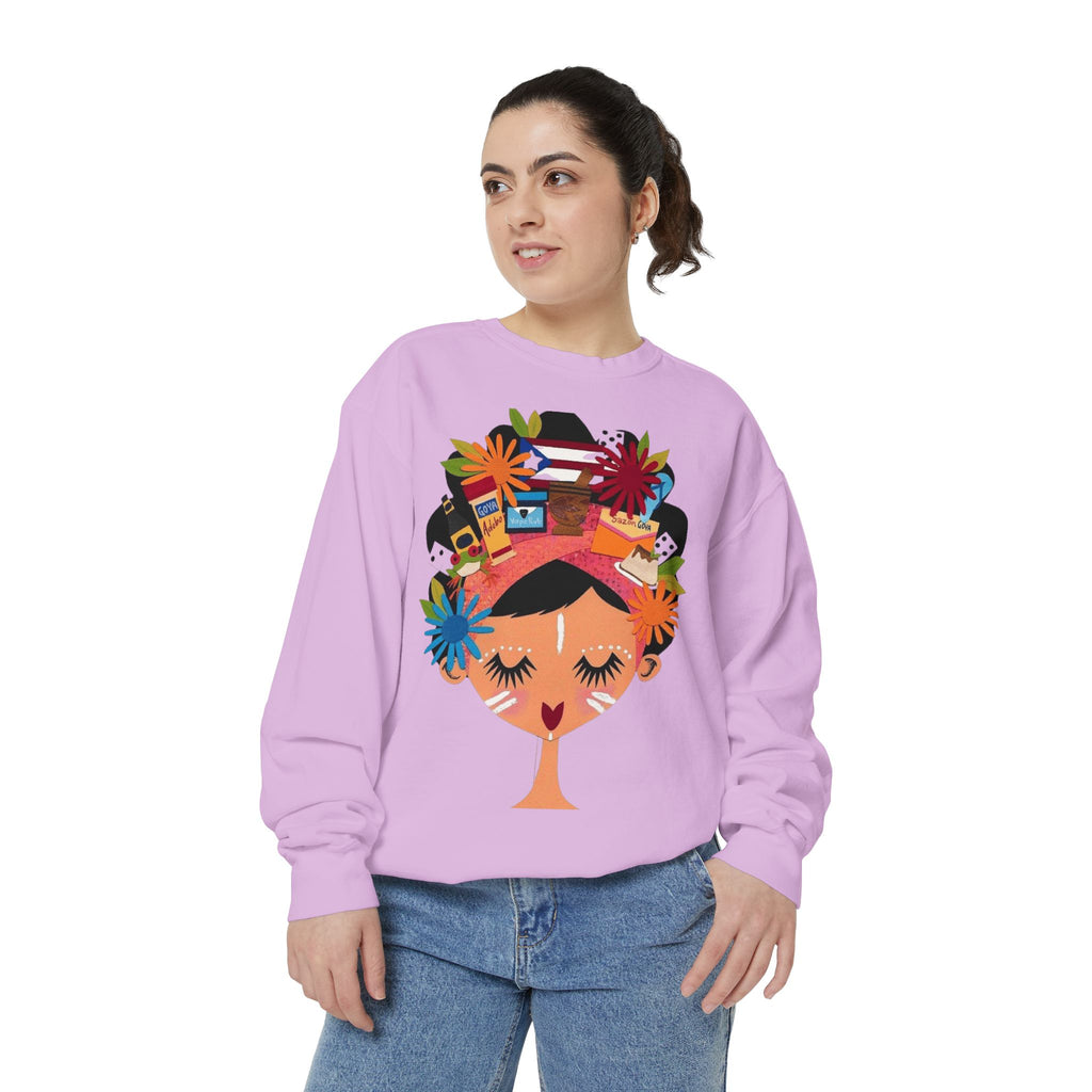 Floral Fiesta Sweatshirt — Colorful Tropical Woman Graphic Puerto Rico Navidades
