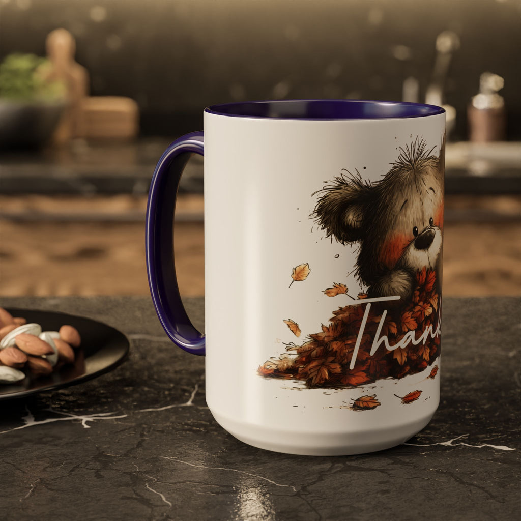 Thankful Bear Autumn Mug — Cute Fall Coffee Cup (11oz, 15oz)