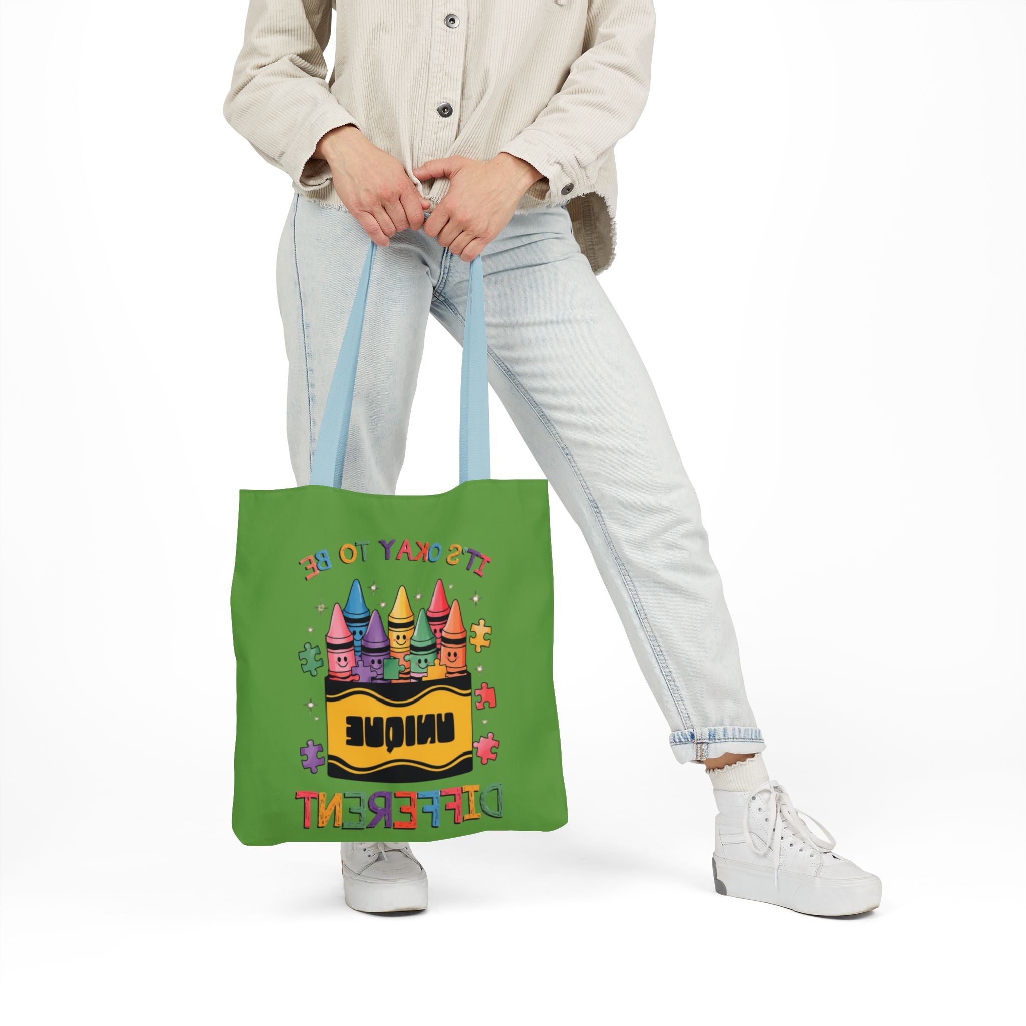 Autism Awareness & Pride Collection Unique Canvas Tote Bag with Colorful Castle Design