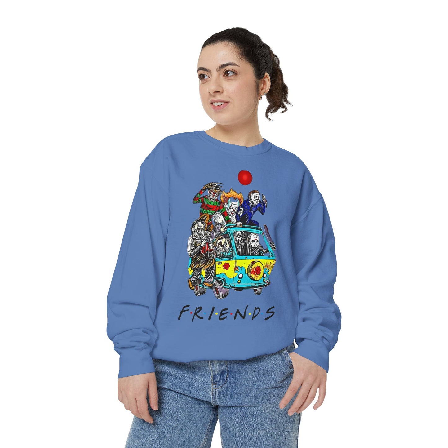 Friends-Inspired Unisex Garment-Dyed Sweatshirt, Cozy Casual Wear, Unique Graphic Sweatshirt, Perfect Gift, Everyday Style