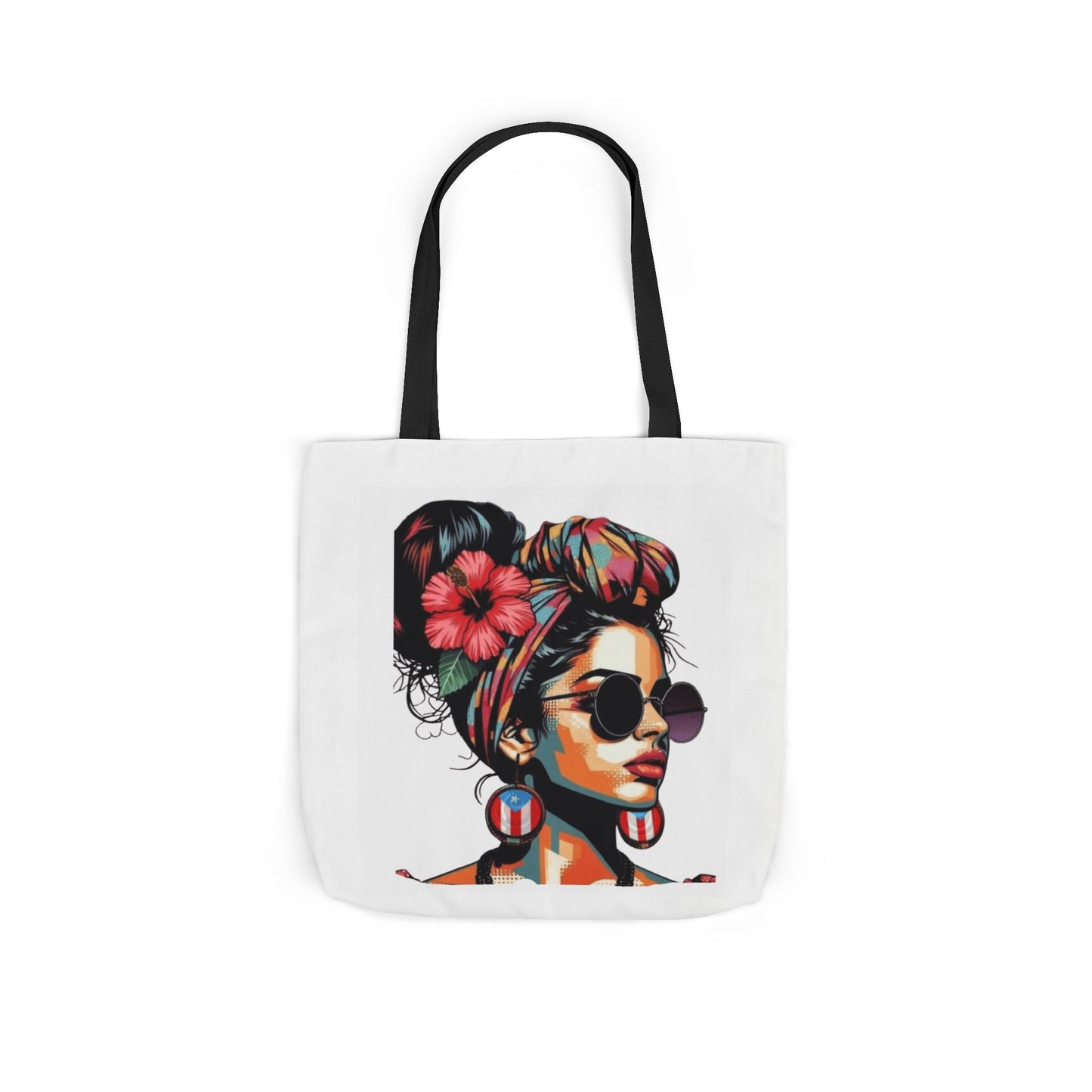 Carry Your Culture – Puerto Rican Pride in Every Step Chic Canvas Tote Bag - Stylish Floral Portrait, Trendy Beach Carryall, Mother's Day Gift, Everyday Shopper, Art Lovers Essential