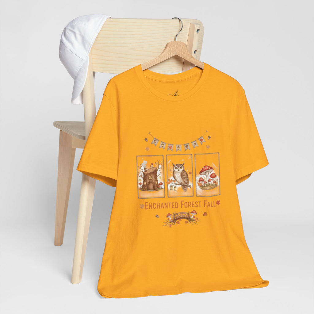 Enchanted Forest Fall Tee, Cute Owl Shirt, Autumn Graphic Tee, Nature Lover Gift, Cozy Fall Apparel, Wildlife T-Shirt, Unisex Fall Top