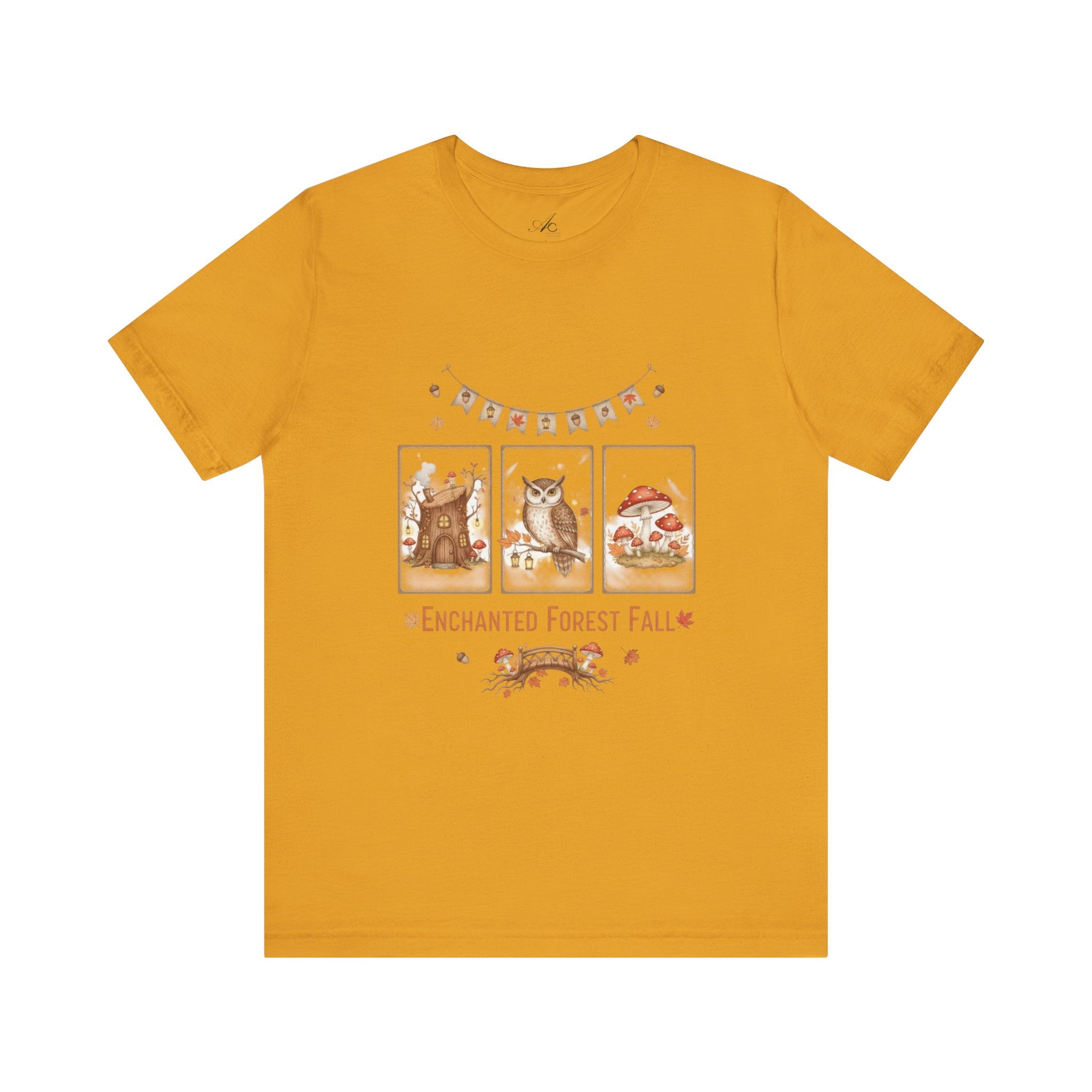Enchanted Forest Fall Tee, Cute Owl Shirt, Autumn Graphic Tee, Nature Lover Gift, Cozy Fall Apparel, Wildlife T-Shirt, Unisex Fall Top