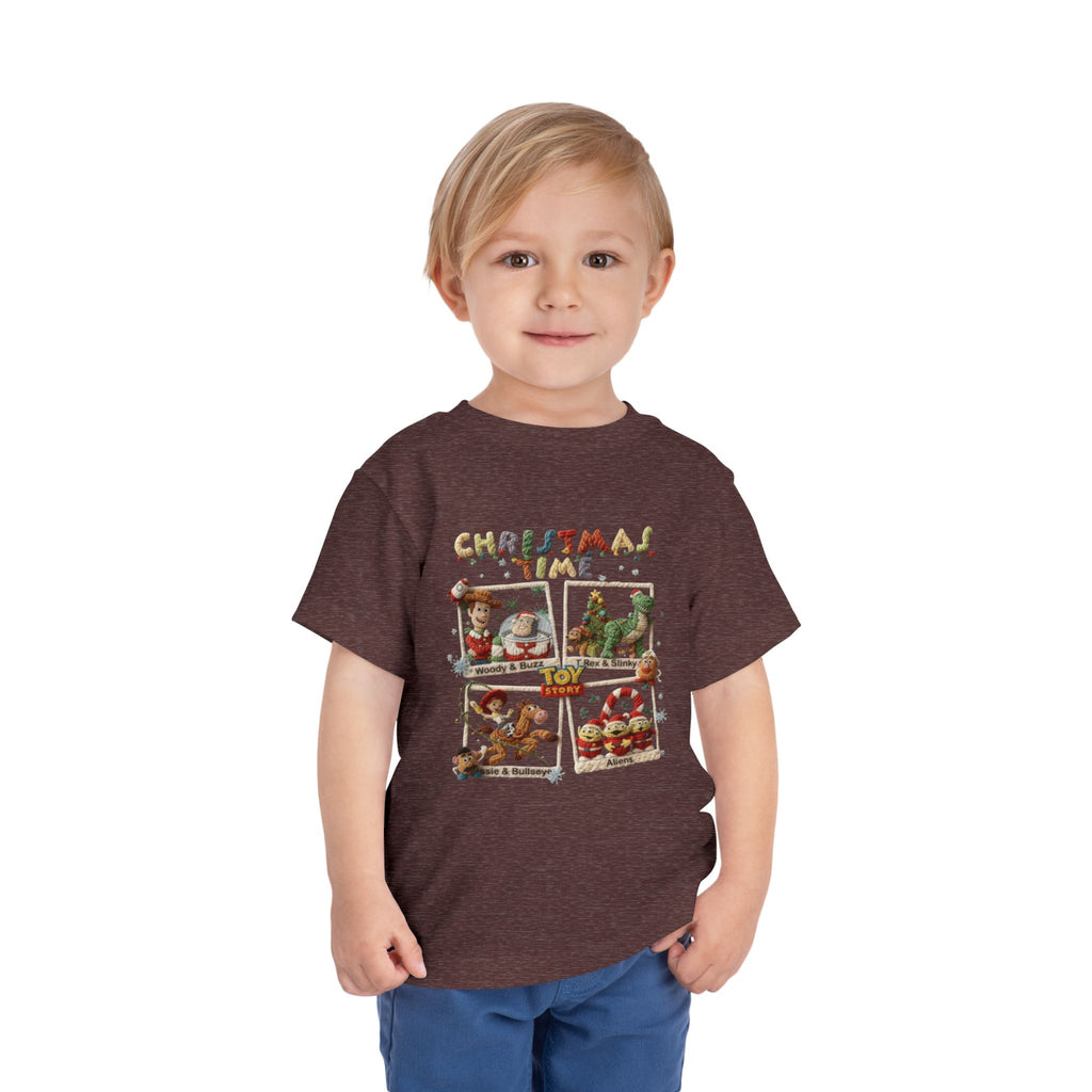Christmas Time Toddler Tee  Cute Holiday Toy & Santa Print