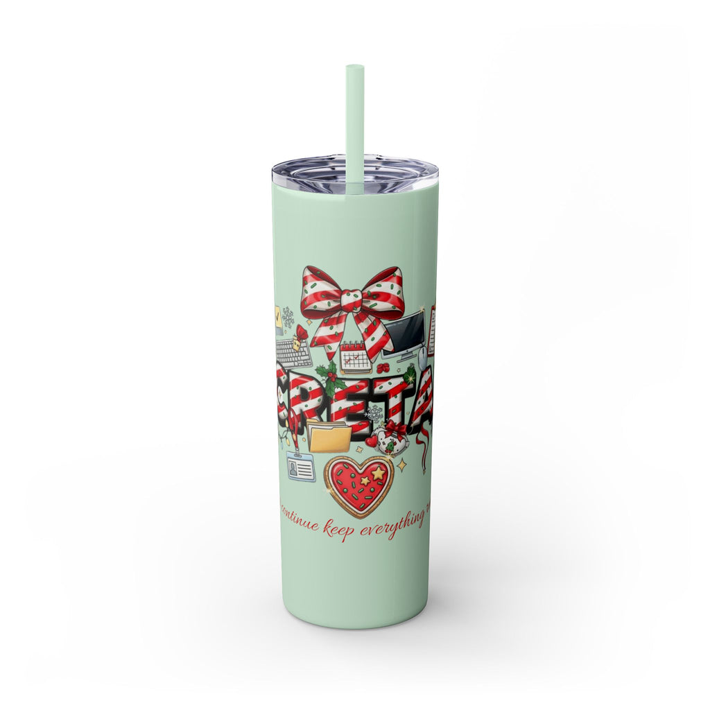 Christmas mug for the office team who keeps everything running smoothly. Candy Cane Christmas Office Secret Santa Design, 20oz with Straw