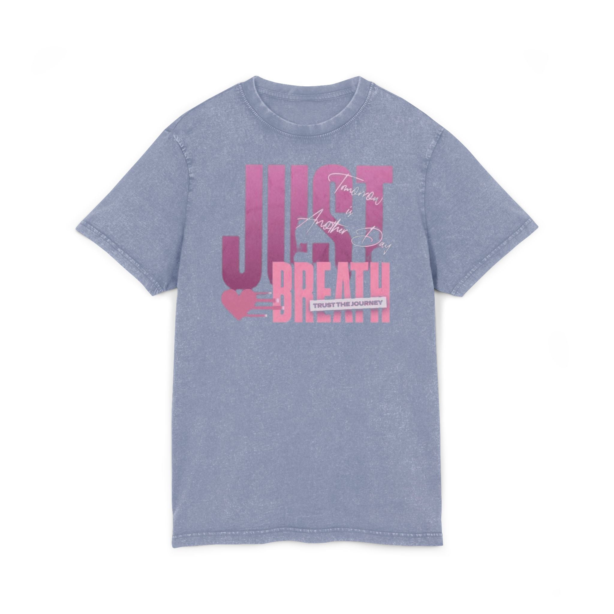 Just Breathe Acid-Wash Tee  Relaxed Pink Graphic T-Shirt