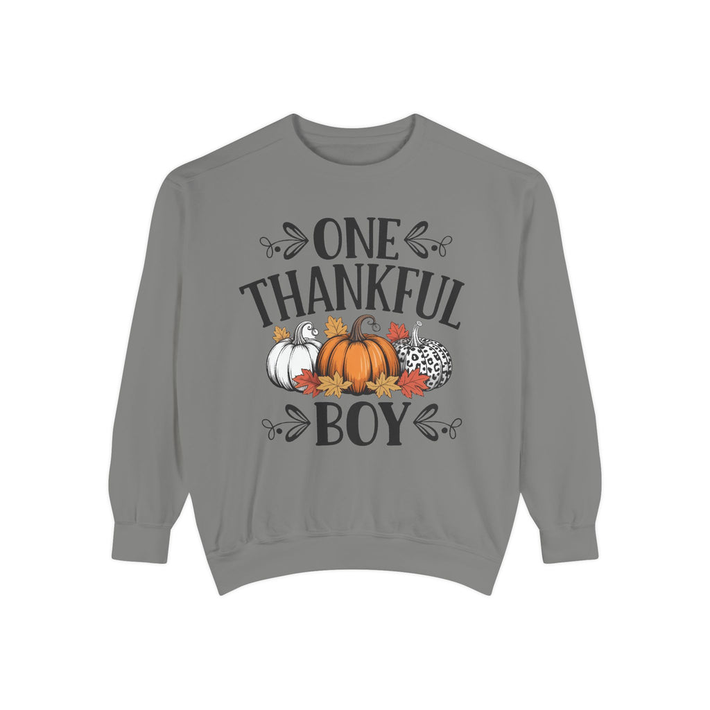 Thankful Boy Sweatshirt  Fall Pumpkin Thanksgiving Crewneck Fall T-Shirts and Sweatshirts Collection