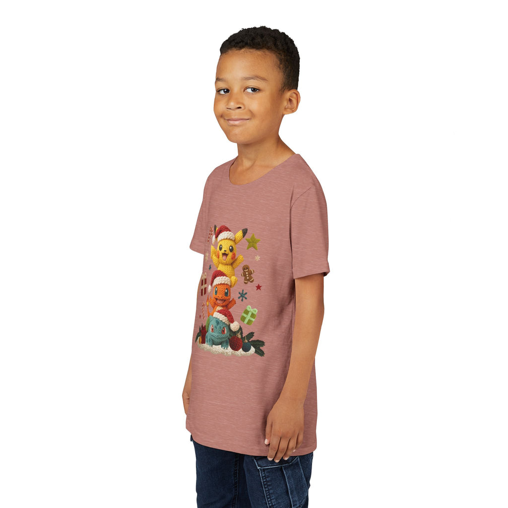 Kids Holiday Tee  Cute Stacked cartoon Characters Christmas Design