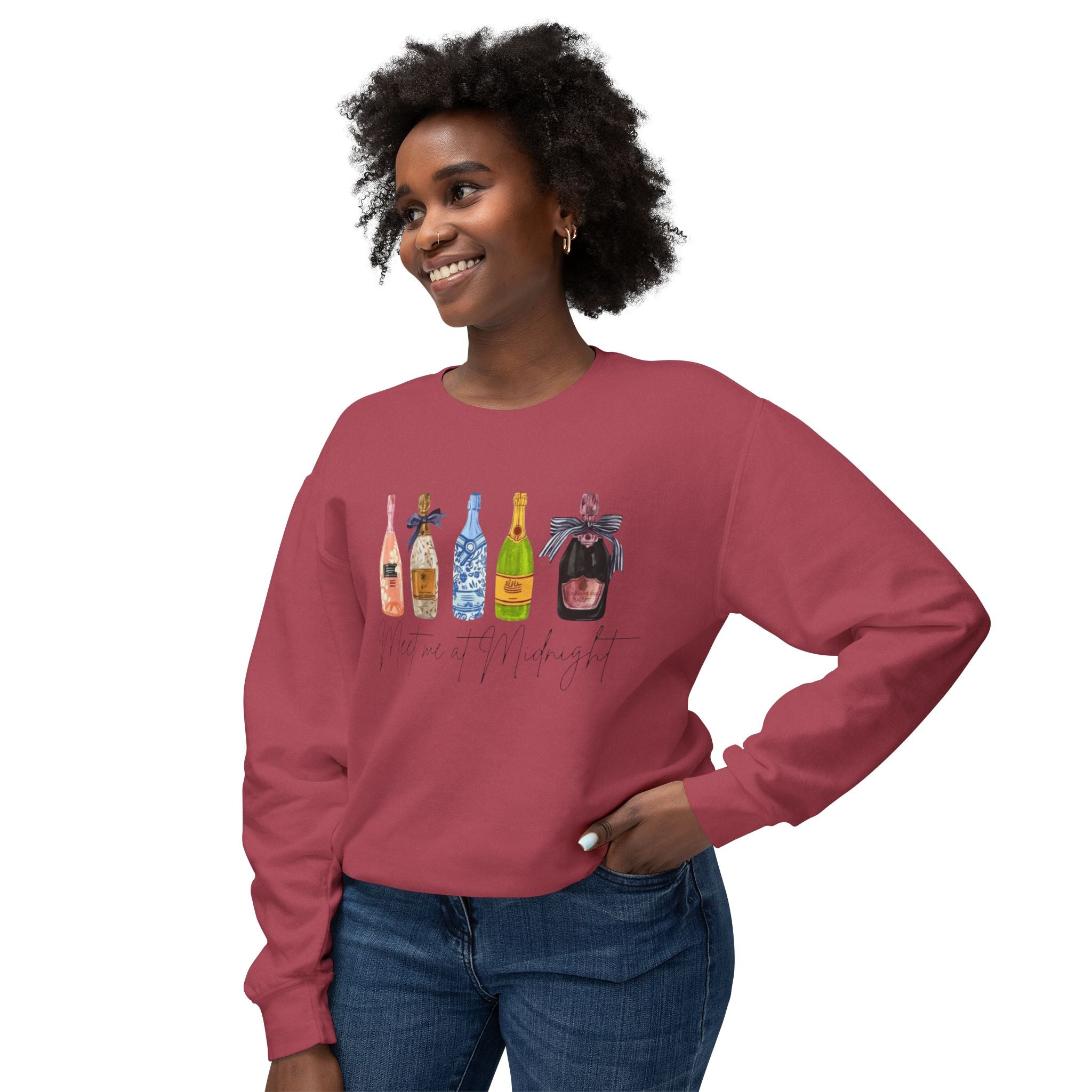 Champagne Bottles Crewneck Sweatshirt  Celebratory Bubbly Graphic