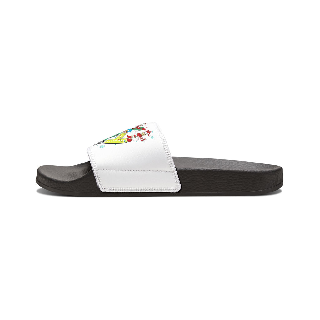 Youth Christmas Slide Sandals  "Merry Christmas" Holiday Cartoon Slides