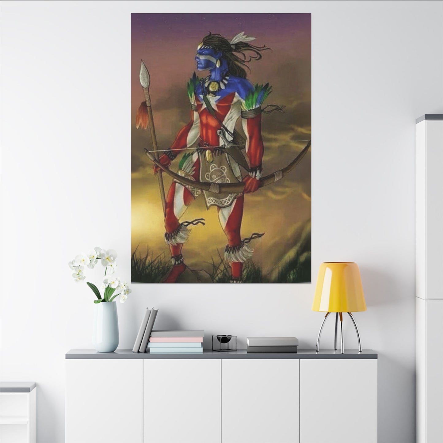Borikén Rooted in Culture, Radiating Power Tribal Puerto Rico Warrior Canvas Art, Taino Wall Decor, Boho, Unique Gift for Collectors, Cultural Prints