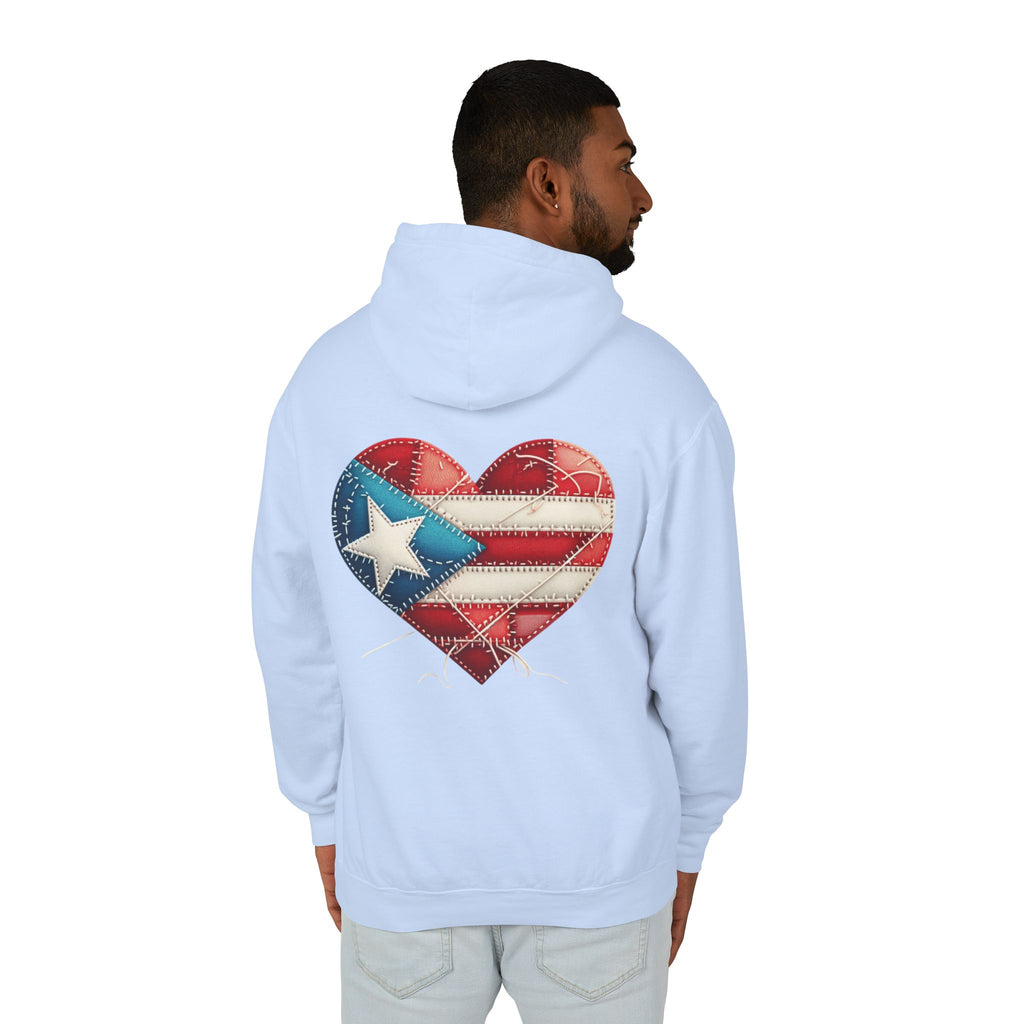 Jíbara Hoodie — Puerto Rican Heart Flag Lightweight Hooded Sweatshirt