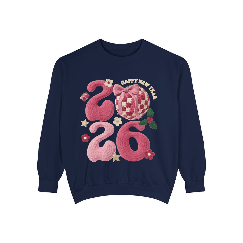 Happy New Year 2026 Sweater  Pink Festive Graphic Sweatshirt