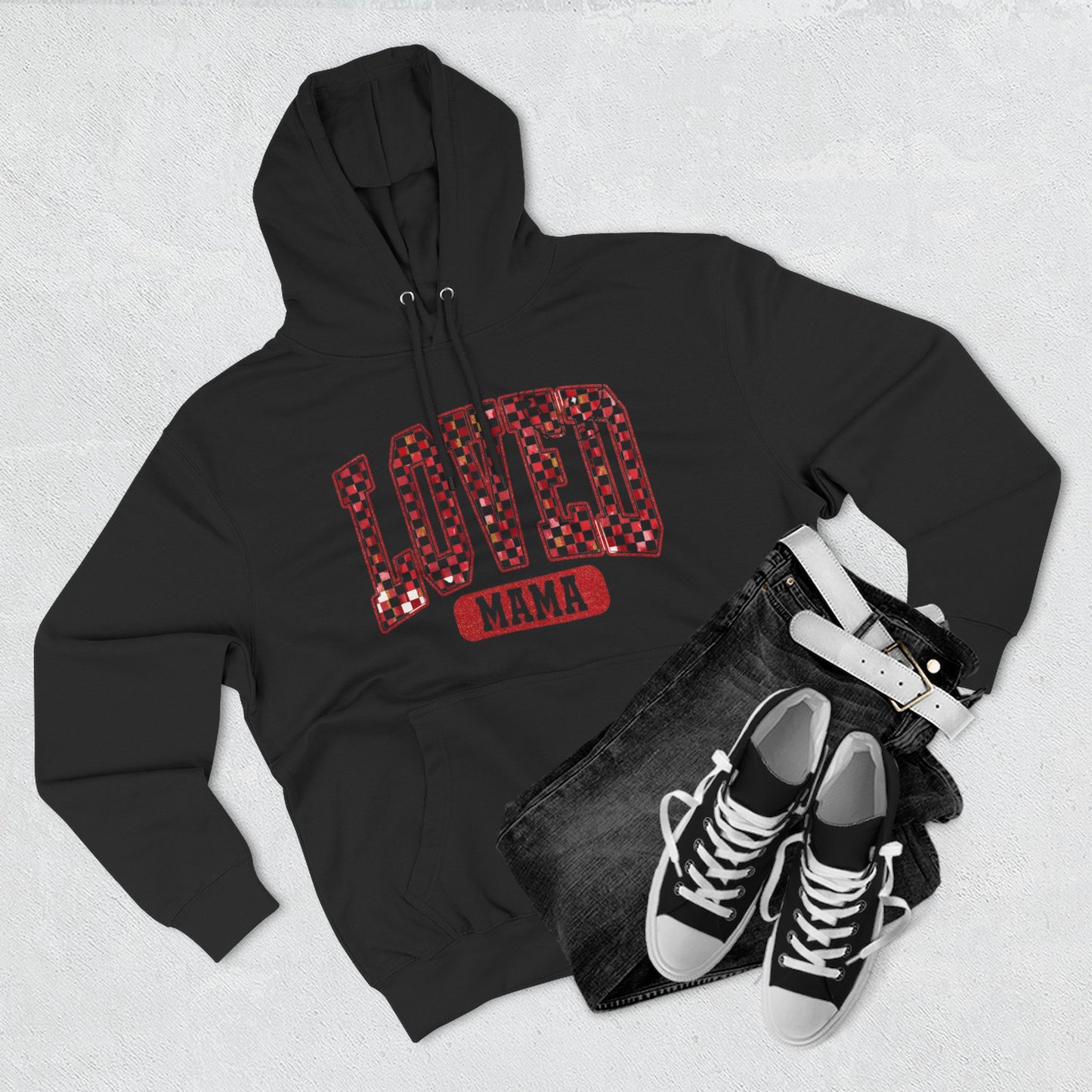 Hoodie  Loved Mama Checkerboard Graphic Hoodie