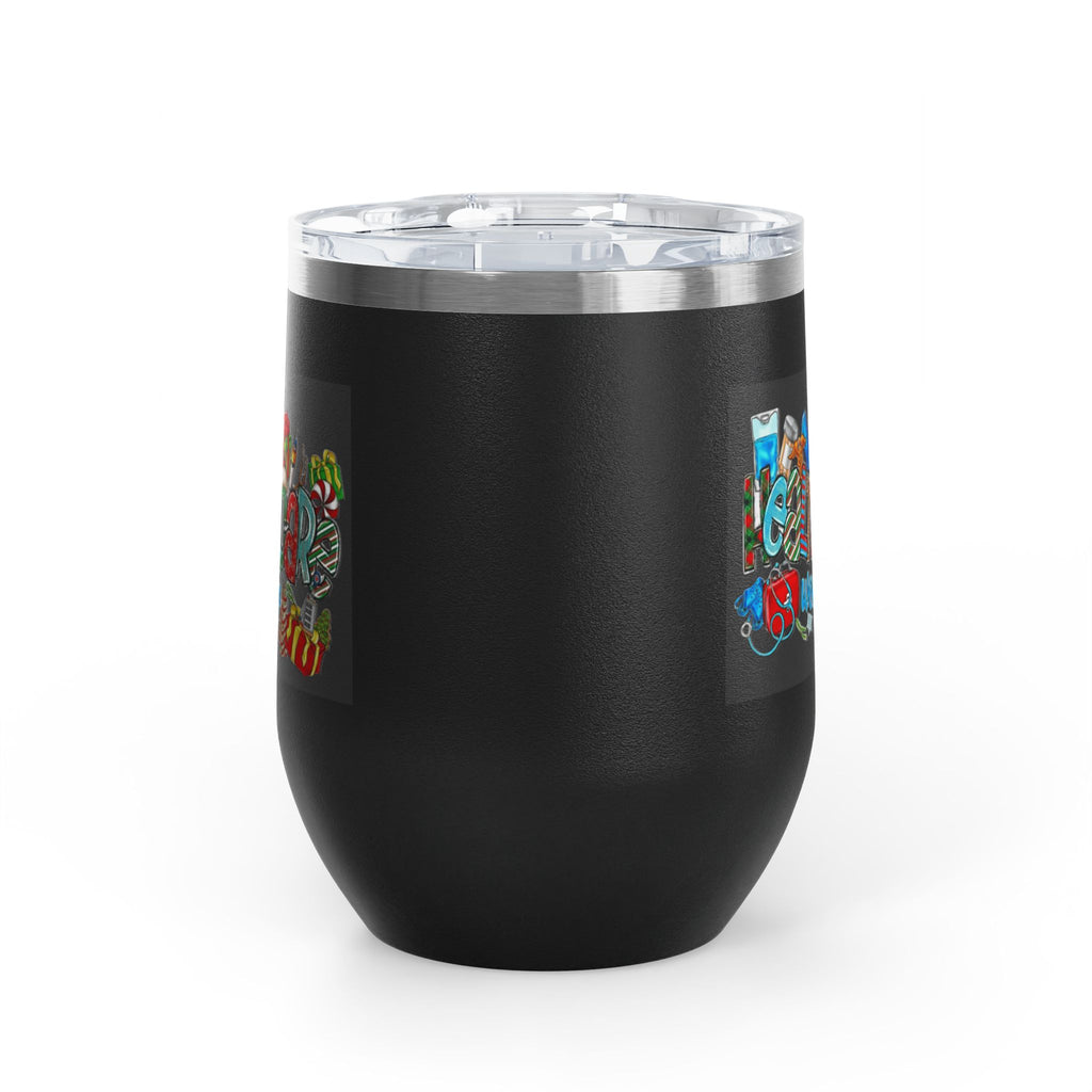 Healthcare Worker 12oz Wine Tumbler — Colorful Holiday Medical Staff Gift Medical Christmas Mug