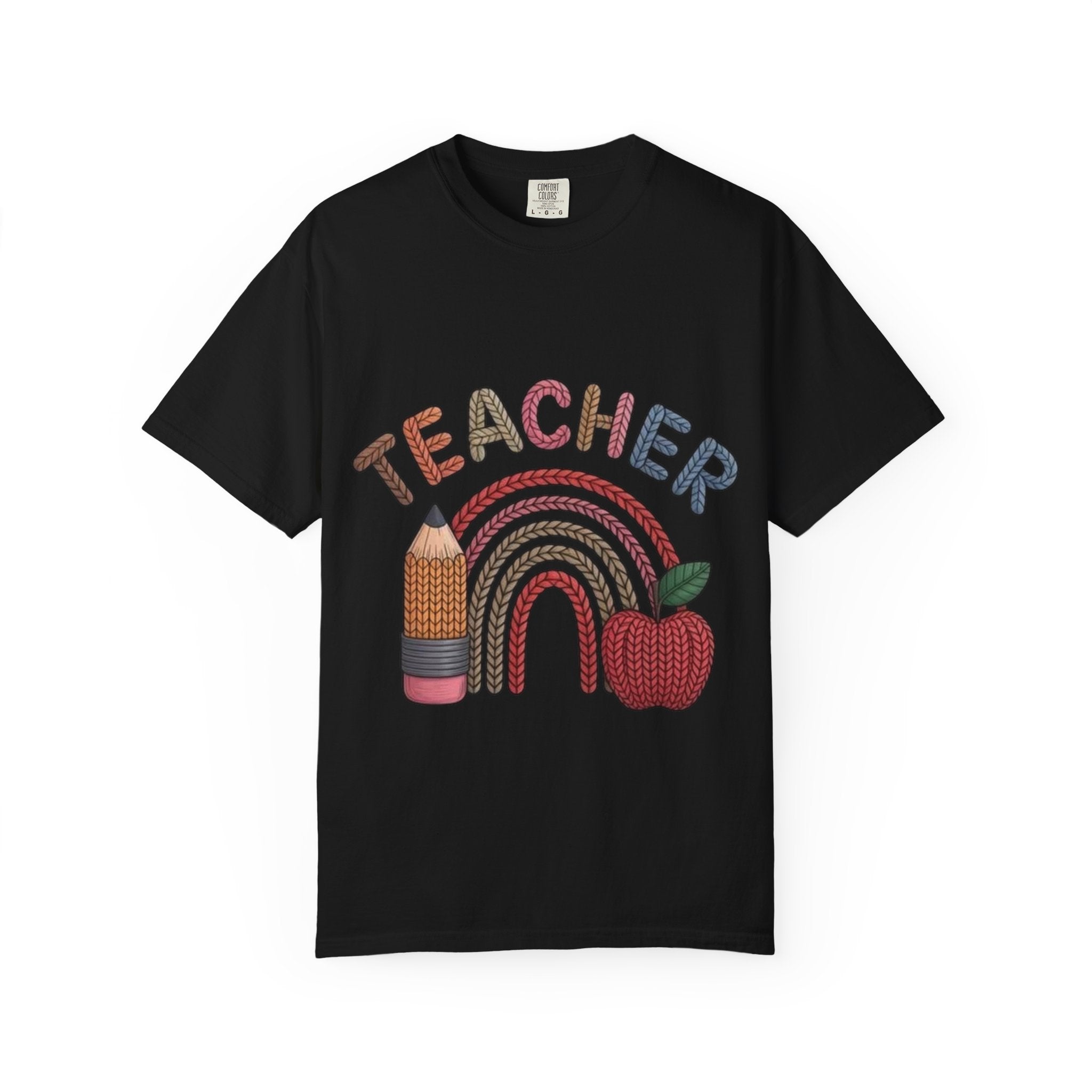 Teacher Rainbow Pencil & Apple T-Shirt — Back-to-School Gift for Educators