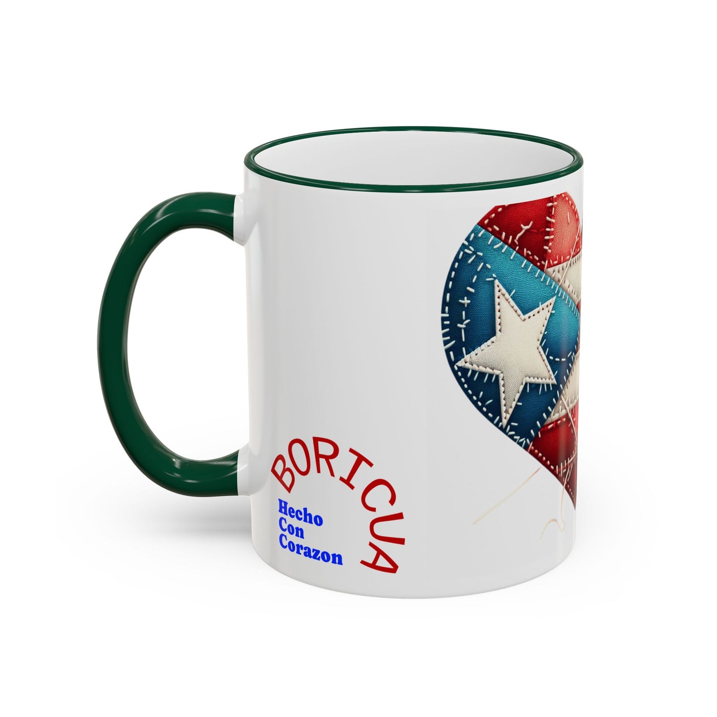 Puerto Rico Flag Heart Accent Rim Mug — Patriotic Coffee Cup (11oz/15oz)