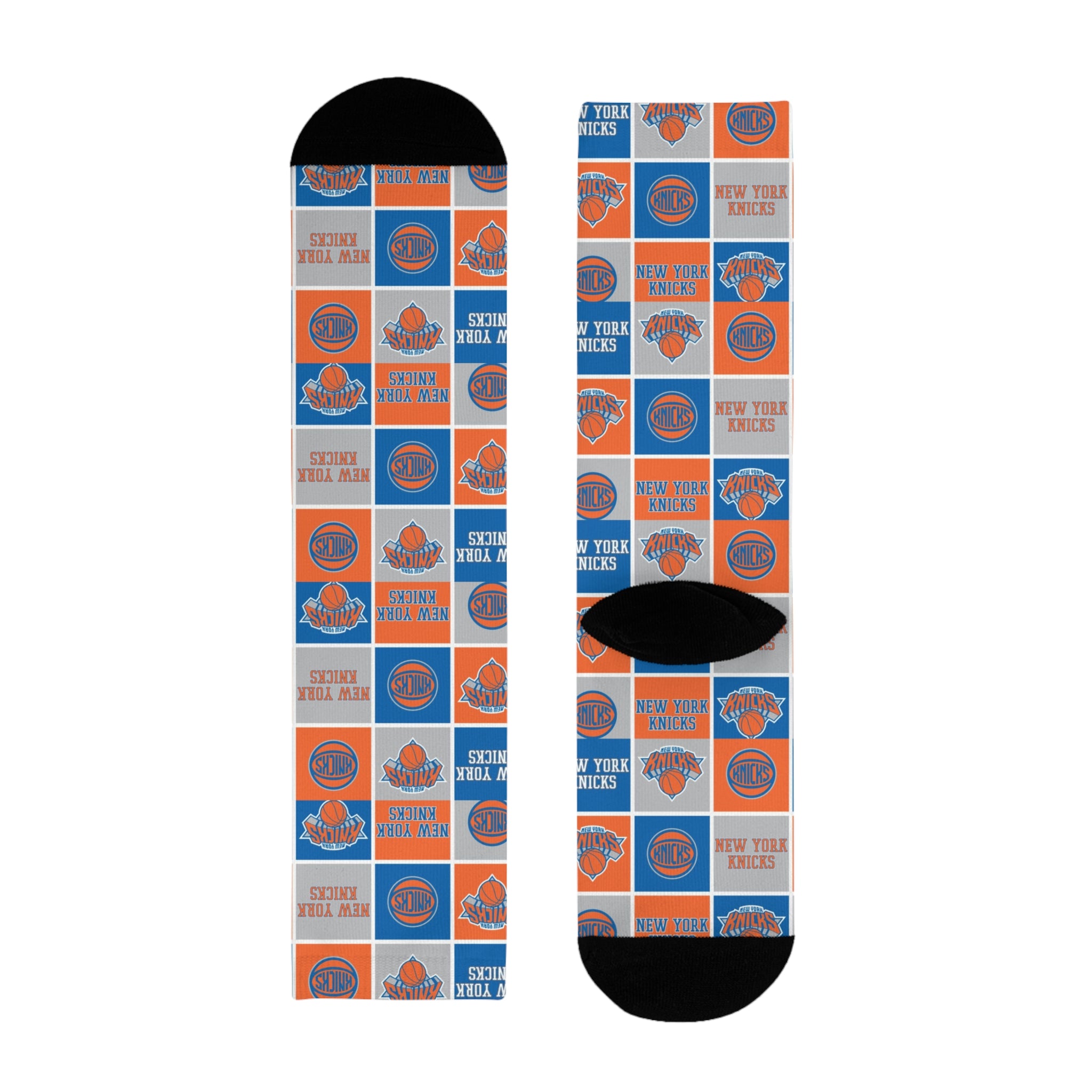 Basketball-Inspired Pattern Crew Socks — Retro Sports Sublimation Socks NY