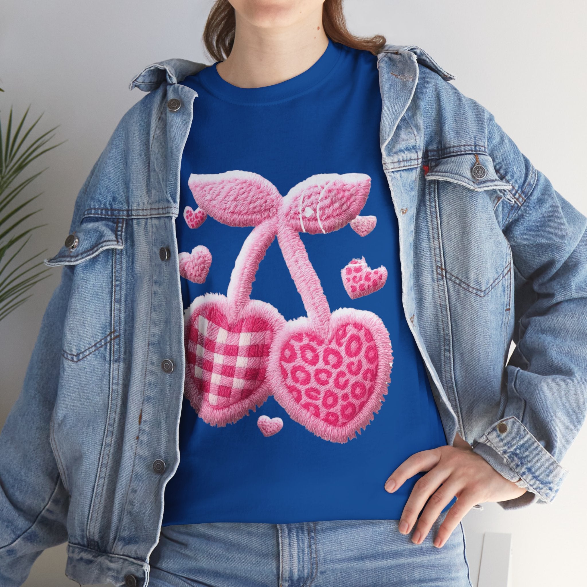 Pink Heart Cherries Tee  LOVE Graphic Valentine T-Shirt